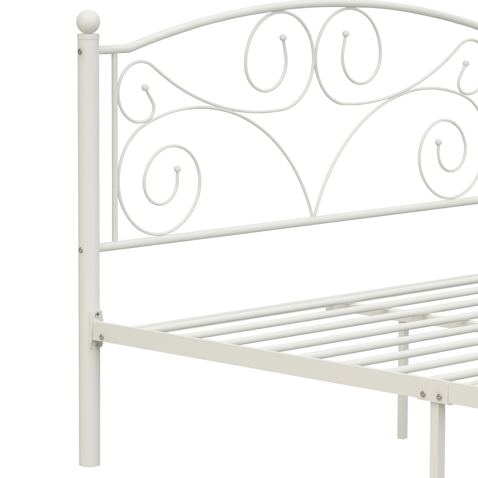 Queen Size White Metal Bed Frame with Headboard & Footboard - Sturdy Flower Design, Under Bed Storage, No Box Spring Needed - Easy Assembly for Bedroom, Guest Room, Dorm (Fits Standard Queen Mattress)