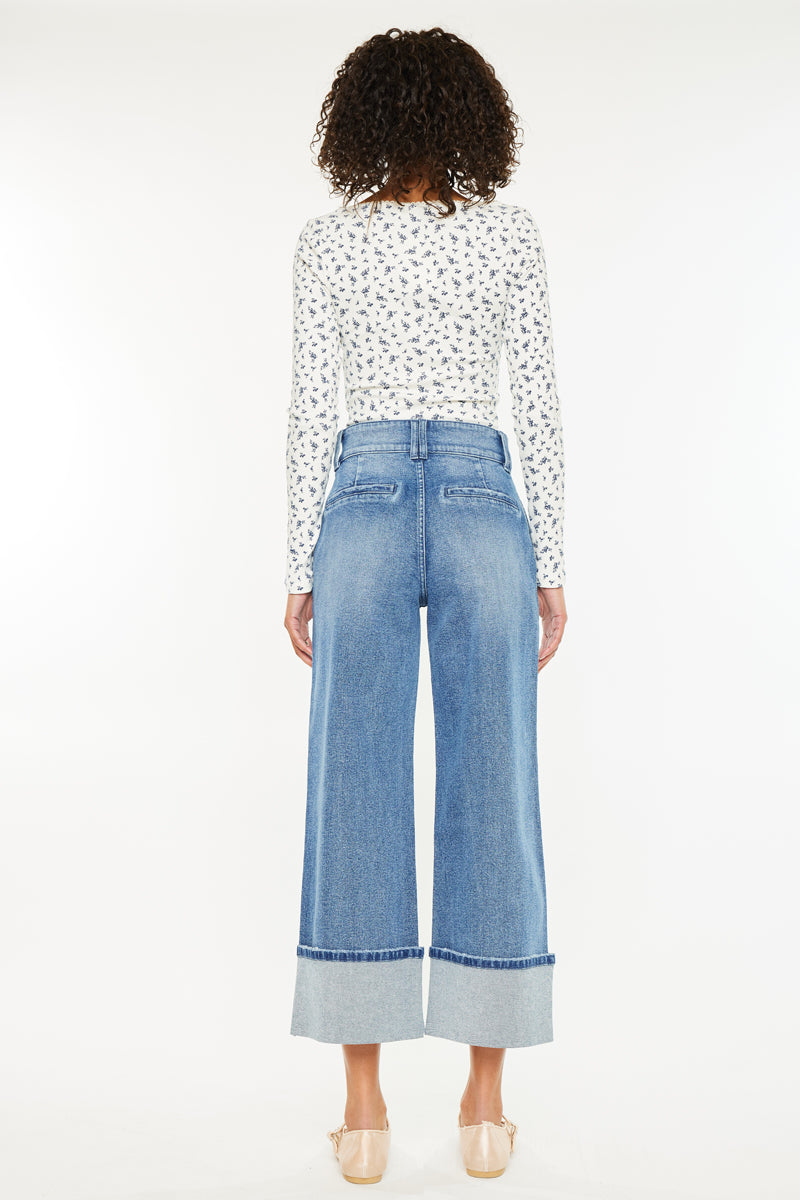 90s Vintage High Waist Cropped Wide Leg Jeans for Women - Retro Denim Pants for Casual Outfits & Streetwear Fashion
