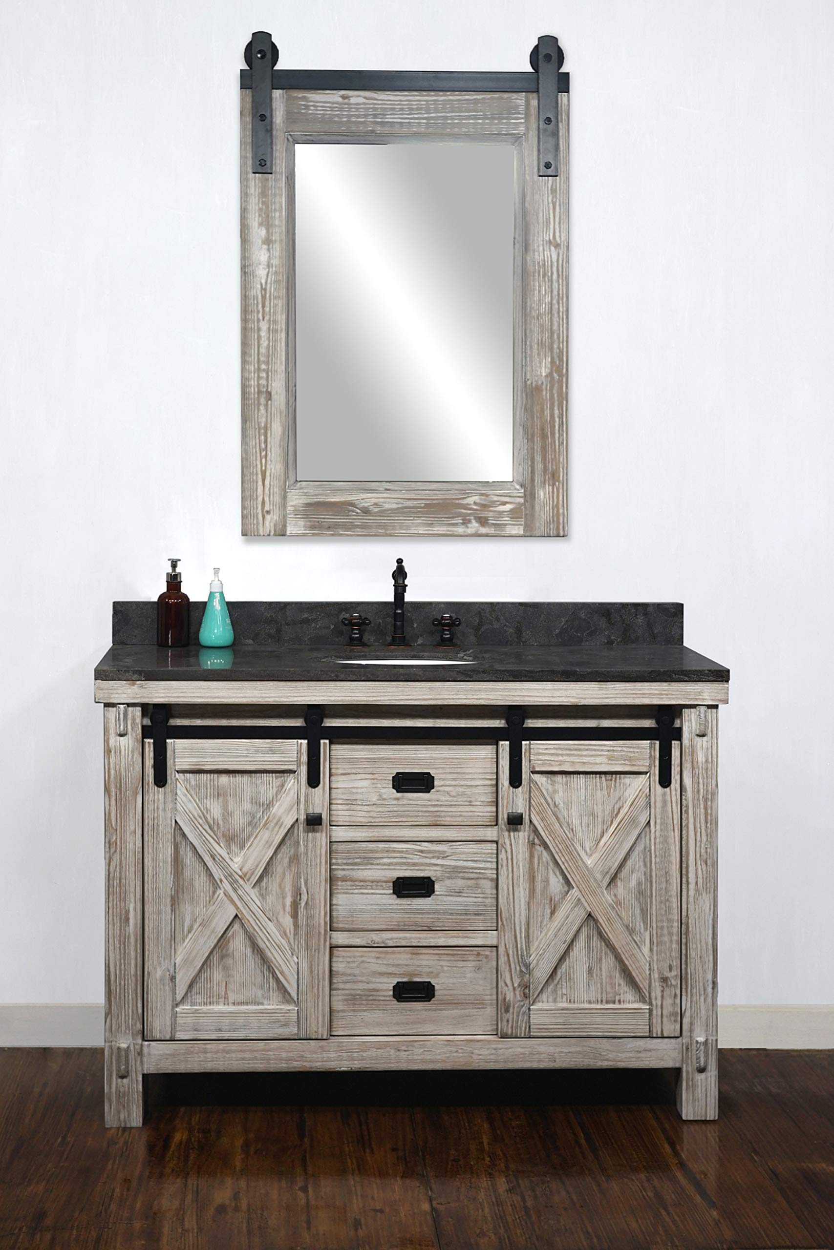 WK8548-W+WK TOP White Wash Bathroom Vanity Set with 2 Storage Boxes - Perfect for Modern Bathroom Remodeling & Small Space Organization