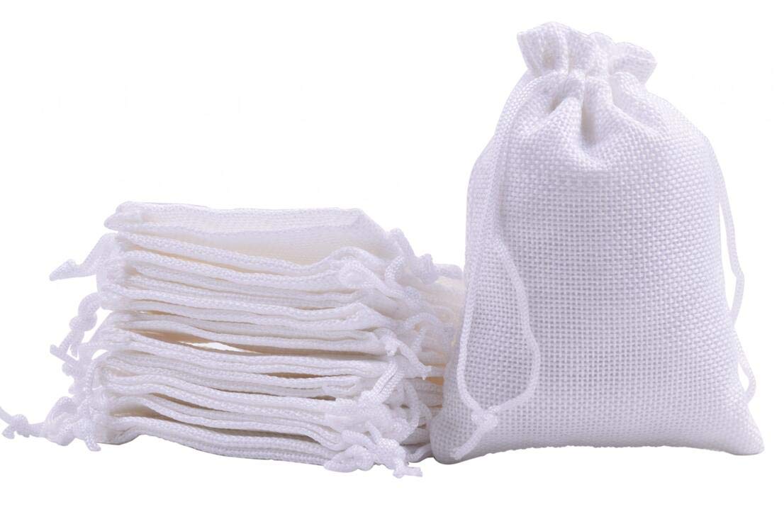 VIAMTO 9110pcs 5.2''x6.8'' Natural White Burlap Gift Bags with Drawstring - Bulk Wedding Favors, Party Decorations, Holiday Gift Packaging