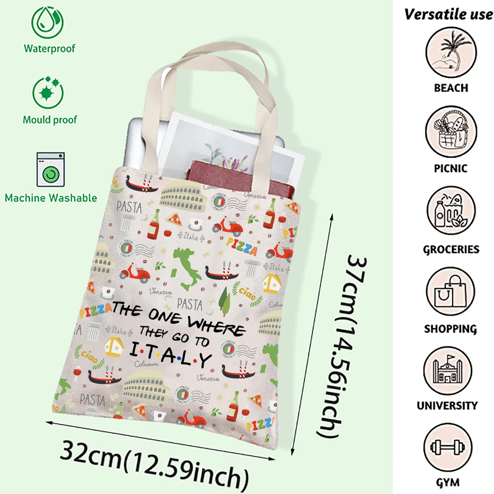I Love Italy Makeup Bag - Perfect Italy Honeymoon & Travel Gift - Welcome & Housewarming Souvenir - Great for Travel, Cosmetics Storage & Gift Giving