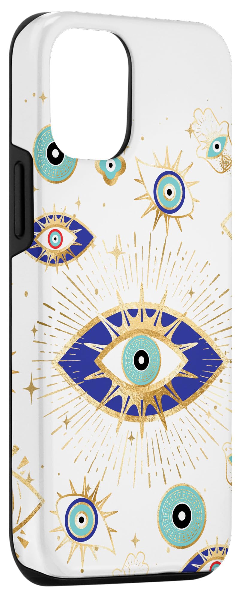 iPhone 12/12 Pro Case with Evil Eye Design - Yellow, Indigo & Teal Color Options | Protective Phone Cover for Daily Use & Travel