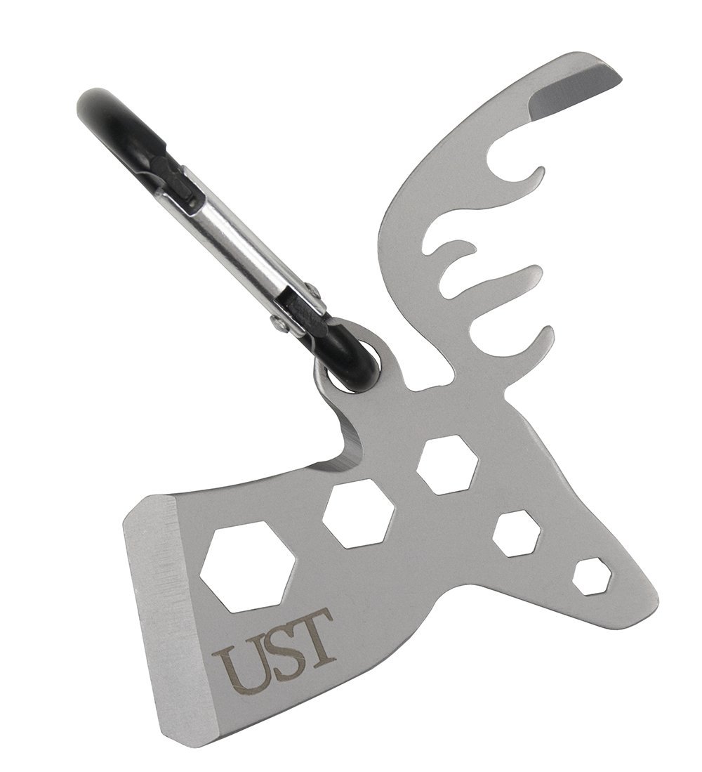 UST Tool-a-Long Multi-Tool Carabiner - Durable Compact Stainless Steel Construction for Hiking, Camping & Outdoor Adventures | Perfect for Kayaking, Travel & Survival Gear