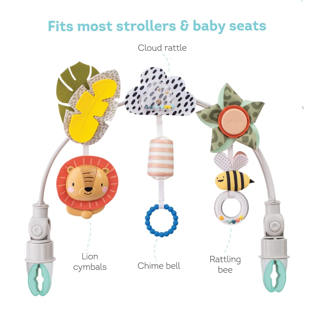 Taf Toys Savannah Adventures Baby Activity Arch with Sensory Toys for Newborns 3-6 Months - Stimulates Motor Skills & Sensory Development - Perfect for Strollers, Bassinets, and Cribs - Ideal for Tummy Time & Early Learning Play