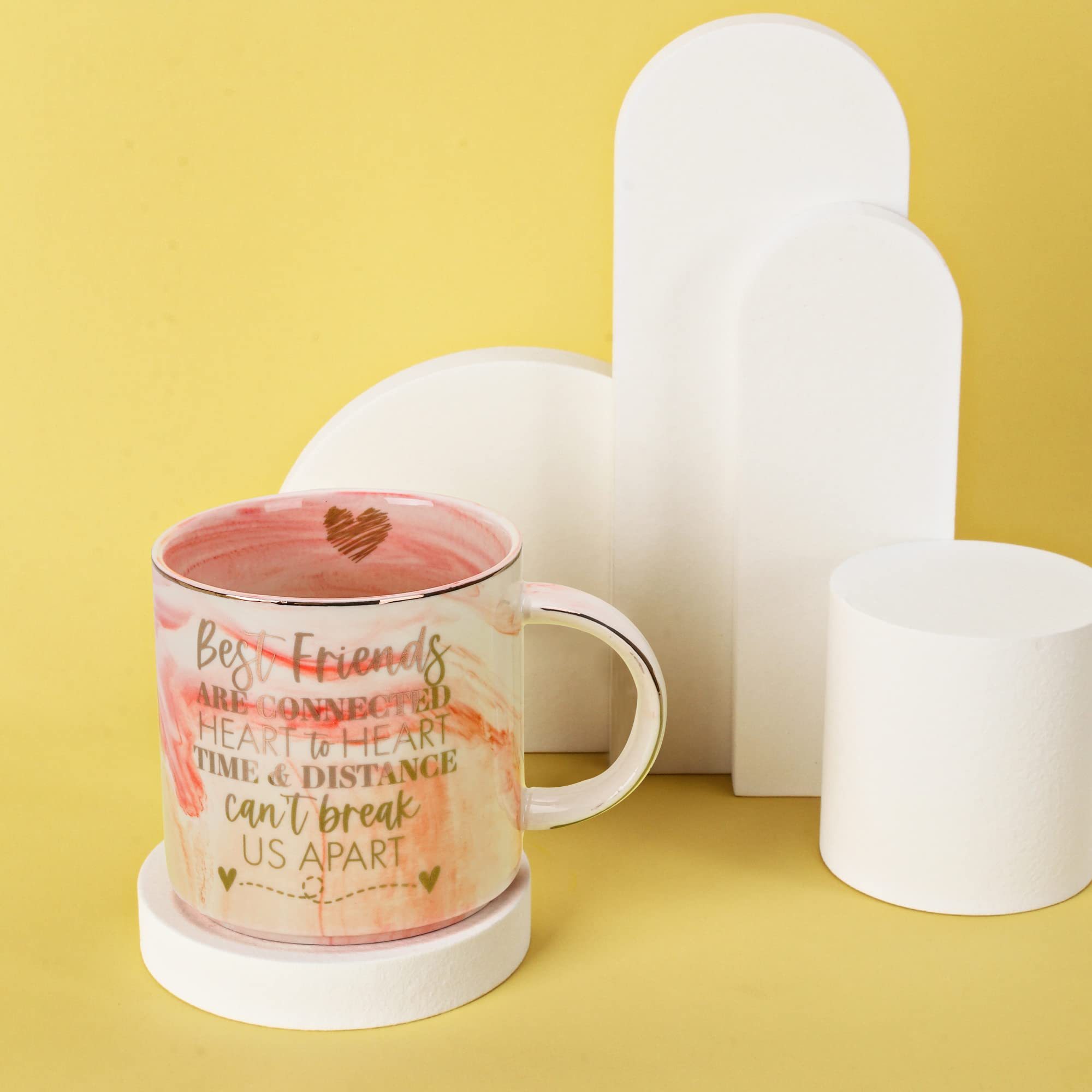 Best Friend Birthday Gifts for Women - Long Distance Friendship Gifts for BFF, Besties - Cute Pink Marble Mug, 11.5oz Coffee Cup - Perfect for Christmas, Anniversaries, and Daily Coffee Moments