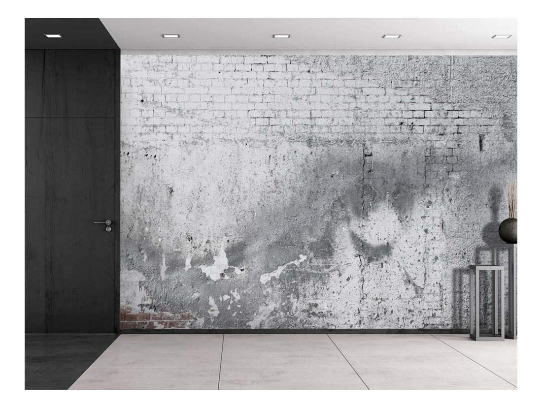 Gray Cracked Brick and Pavement Wall Mural - Removable Vinyl Wallpaper, 66x96 Inches, Perfect for Living Room, Bedroom, and Office Decor