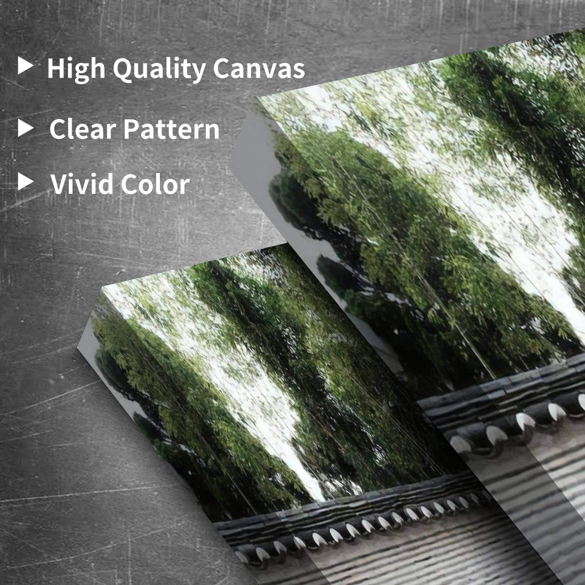 Traditional Gray Stone Wall with Bamboo Trees Seoul Korea - Canvas Wall Art for Modern Office & Home Decor - 3 Panel Painting for Living Room & Bedroom - Perfect for Asian-Inspired Interior Design & Zen Spaces