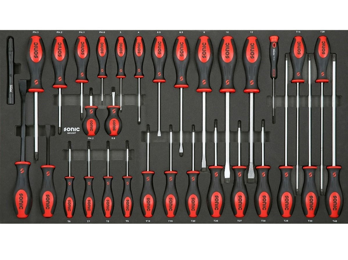 32-Piece Sonic Foam System Screwdriver Set - Professional Grade Tool Kit for Electronics Repair, DIY Projects & Home Maintenance (Large 34 Size)