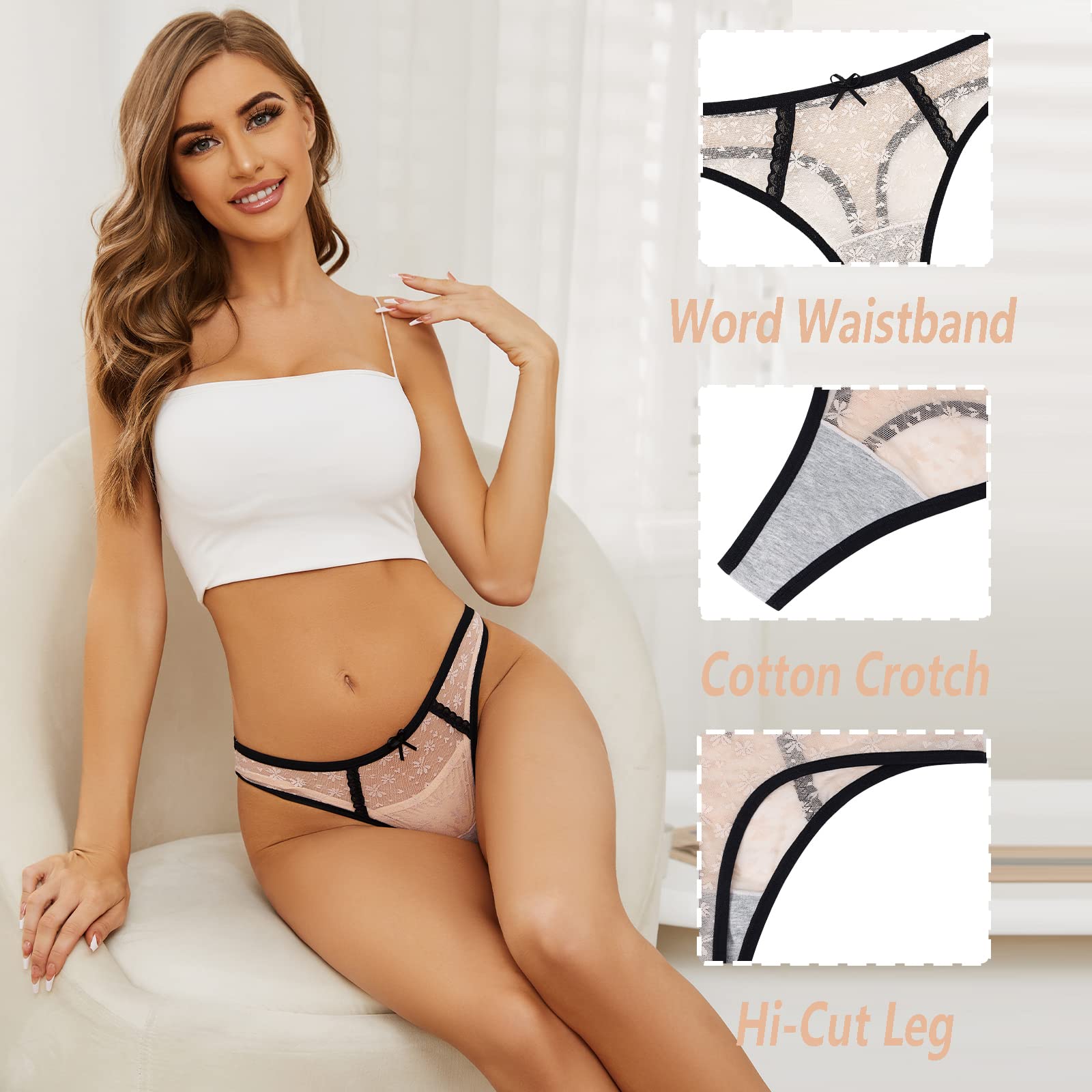 Sexy Women's G-String Thongs 5-Pack - Low Rise Hipster Panties, Breathable Stretch T-Back Underwear (S-XL) for Date Night, Lingerie Collection & Everyday Comfort