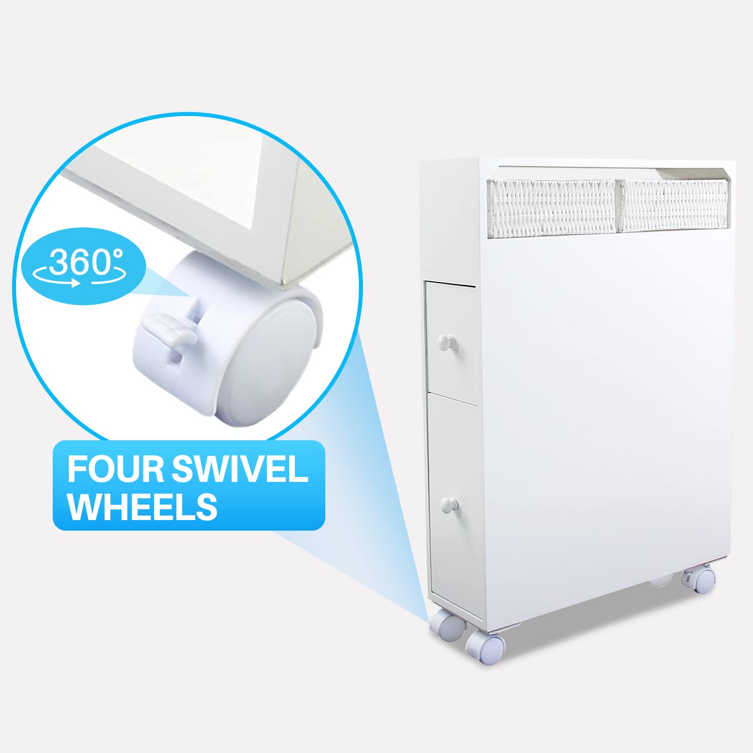 MASAKA Slim Bathroom Storage Cabinet with 2 Drawers & Shelf - Space Saving Corner Organizer for Toilet Paper, Towels & Bath Essentials - Perfect for Small Bathrooms, Apartments & Powder Rooms