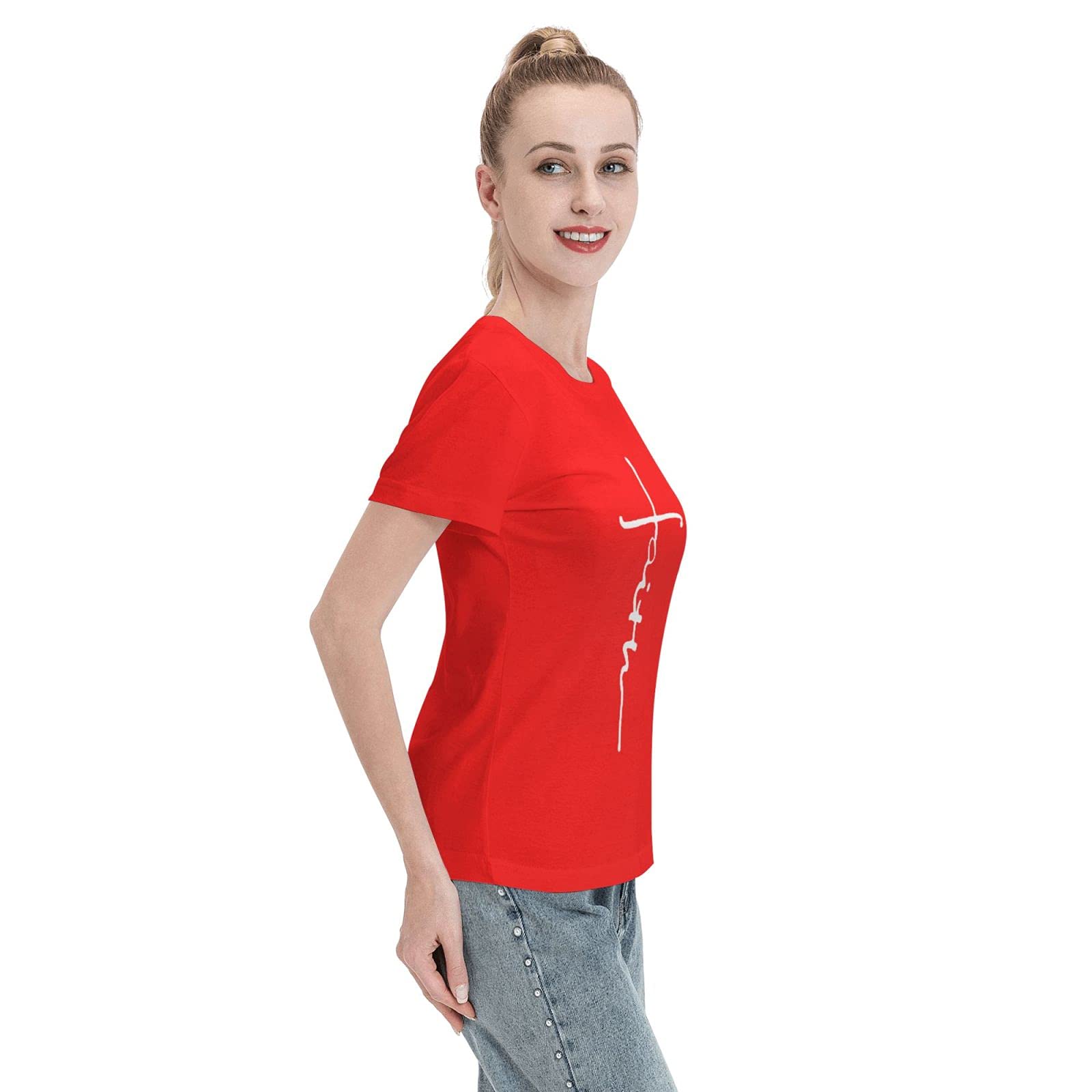 Faith Cross T-Shirt for Women - Religious Christian Jesus Tee with Short Sleeve & Crew Neck | Church, Bible Study & Worship Apparel