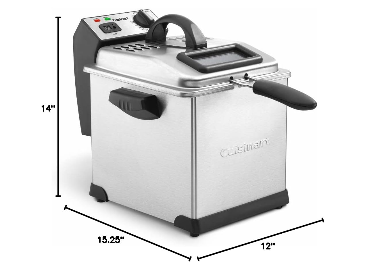 Cuisinart CDF-170 3.4-Quart Stainless Steel Deep Fryer - Perfect for Crispy Fried Chicken, French Fries, and Onion Rings at Home
