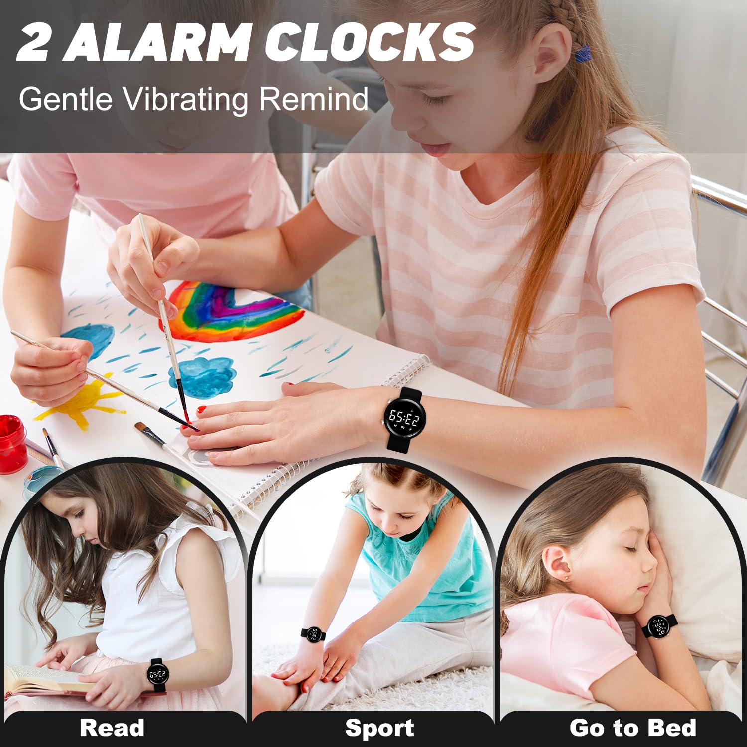 Kids Fitness Tracker Watch - Step Counter Pedometer with Calorie Monitor, Digital Chronograph, 2 Alarms, Waterproof Silicone Strap for Boys & Girls - Perfect for School, Sports & Outdoor Activities
