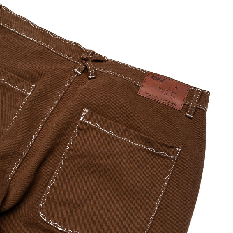KidSuper Messy Stitched Work Pants for Men - Durable Brown Cargo Pants for Outdoor Work, Hiking & Casual Wear