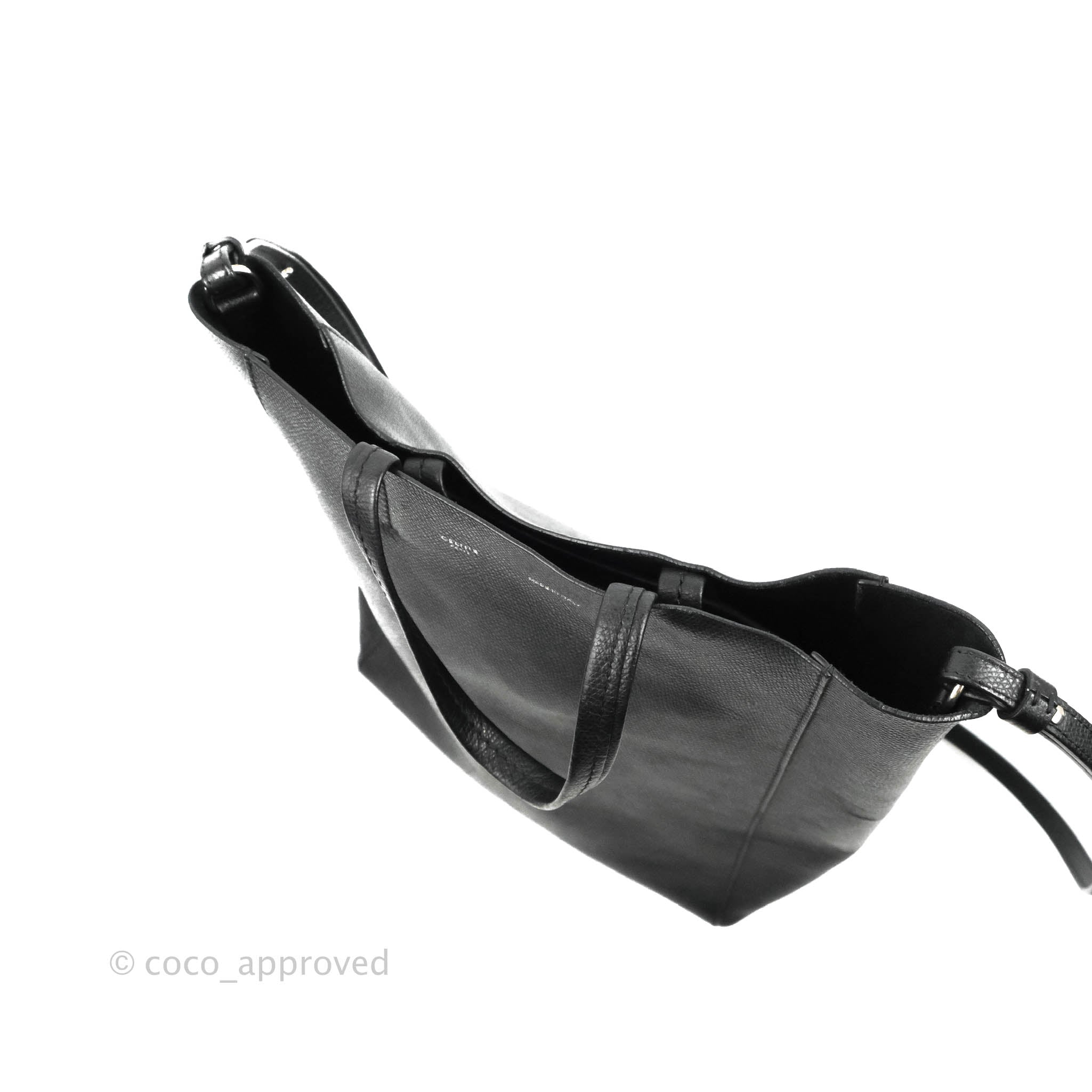 Celine Small Vertical Cabas Tote Bag in Black Grained Calfskin with Silver Hardware - Perfect for Work, Travel & Everyday Luxury