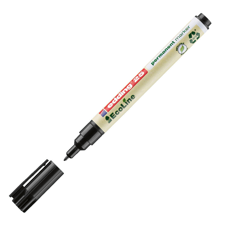 edding EcoLine 25 Permanent Markers - Pack of 12, Black Ink, Quick-Drying, Non-Toxic, for Office, School & Home Use - Perfect for Labeling, Organizing & DIY Crafts