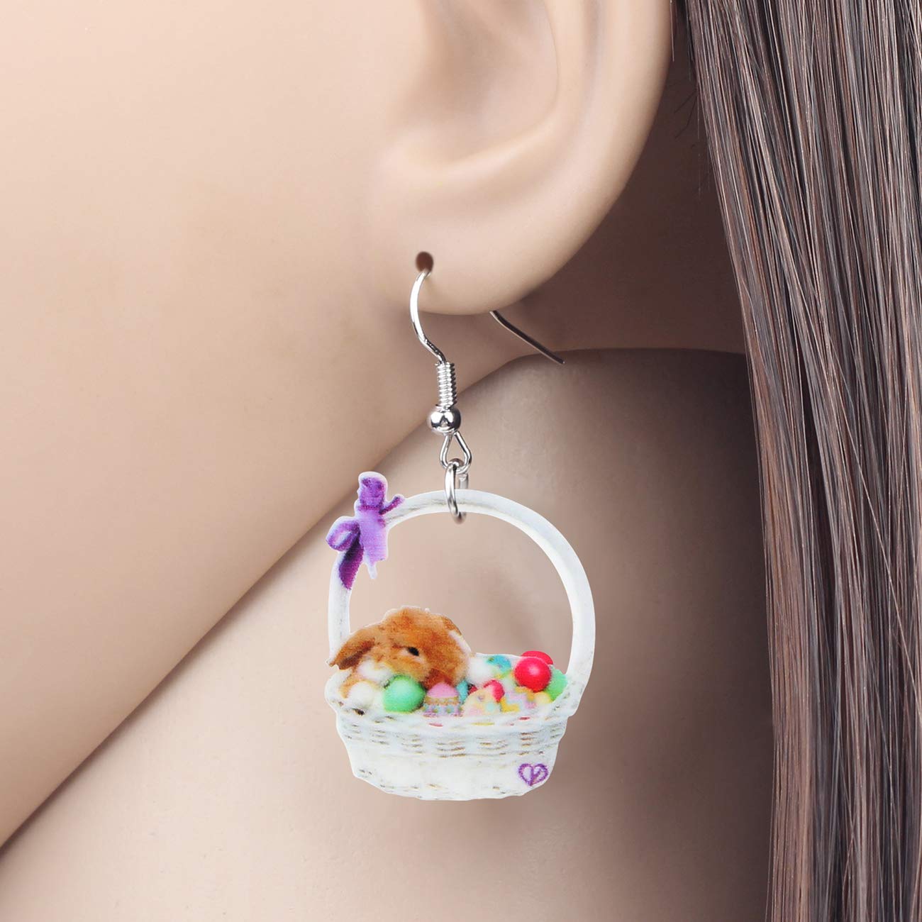 Doway Acrylic Easter Bunny Rabbit Earrings - Cute Drop Dangle Jewelry Gifts for Women & Girls, Funny Party Accessories - Perfect for Easter Celebrations, Spring Festivals & Costume Parties