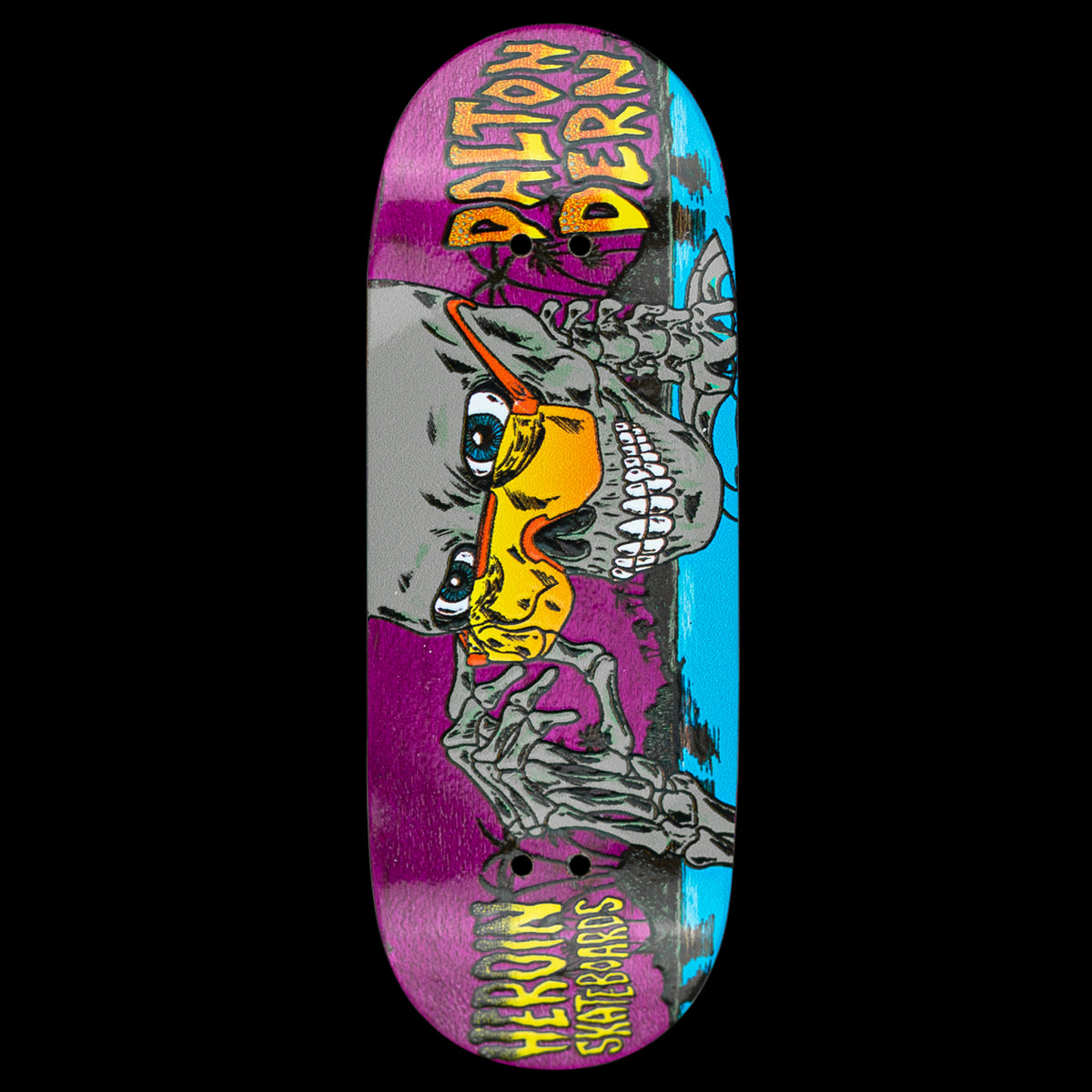 Maple Labs Fingerboard Deck - Dalton Dern Skeleton Professional Skateboard Mini Deck for Finger Tricks & Skate Practice - Perfect for Home, Office & Travel Entertainment