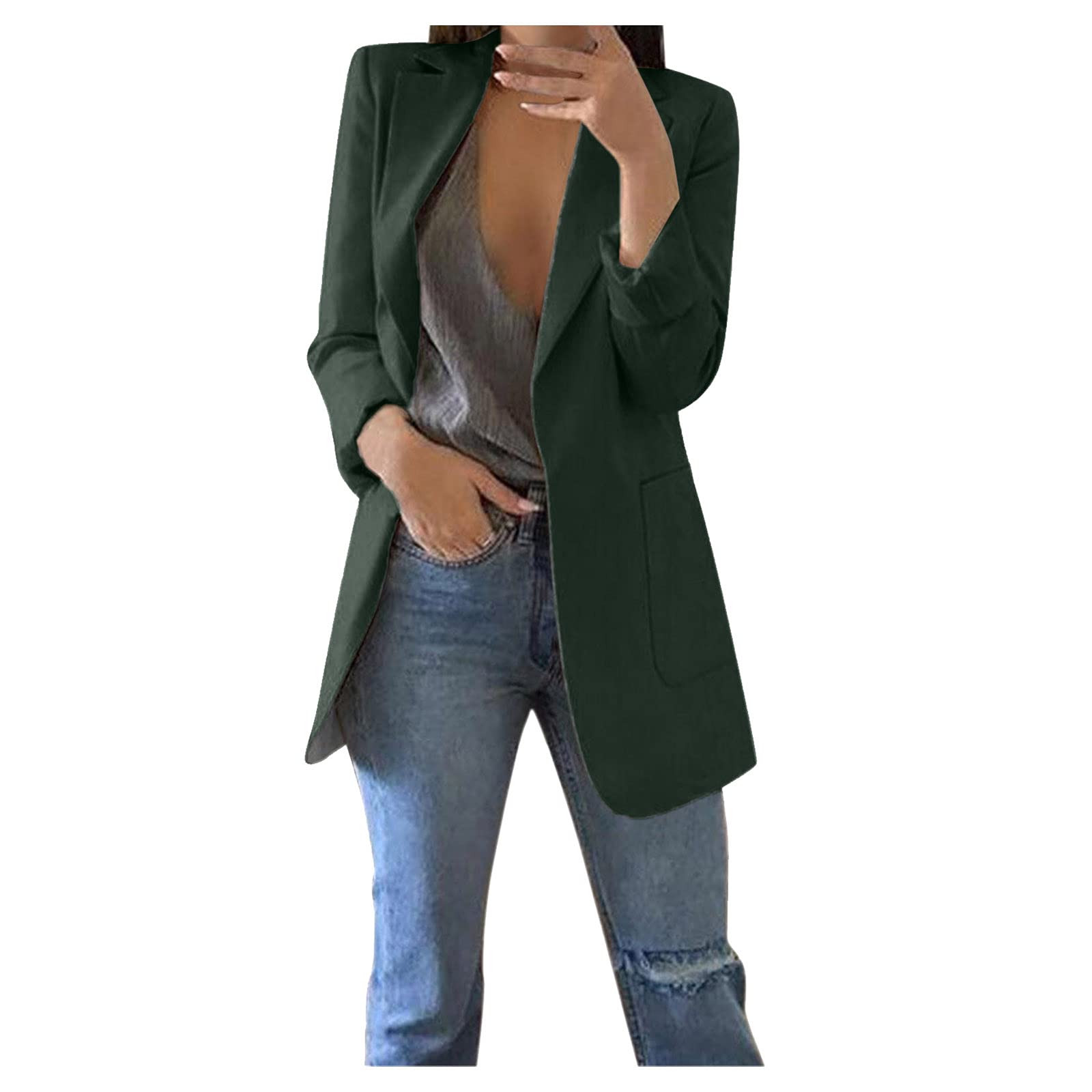 Women's Oversized Blazer Jacket - Open Front Lapel Collar for Work & Casual Wear