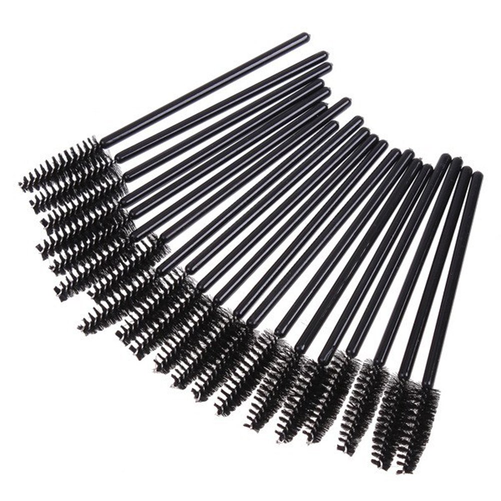 200PCS Disposable Eyelash Brushes - Black Mascara Wands & Makeup Applicators for Professional Salon, Home Use & Travel Makeup Kits