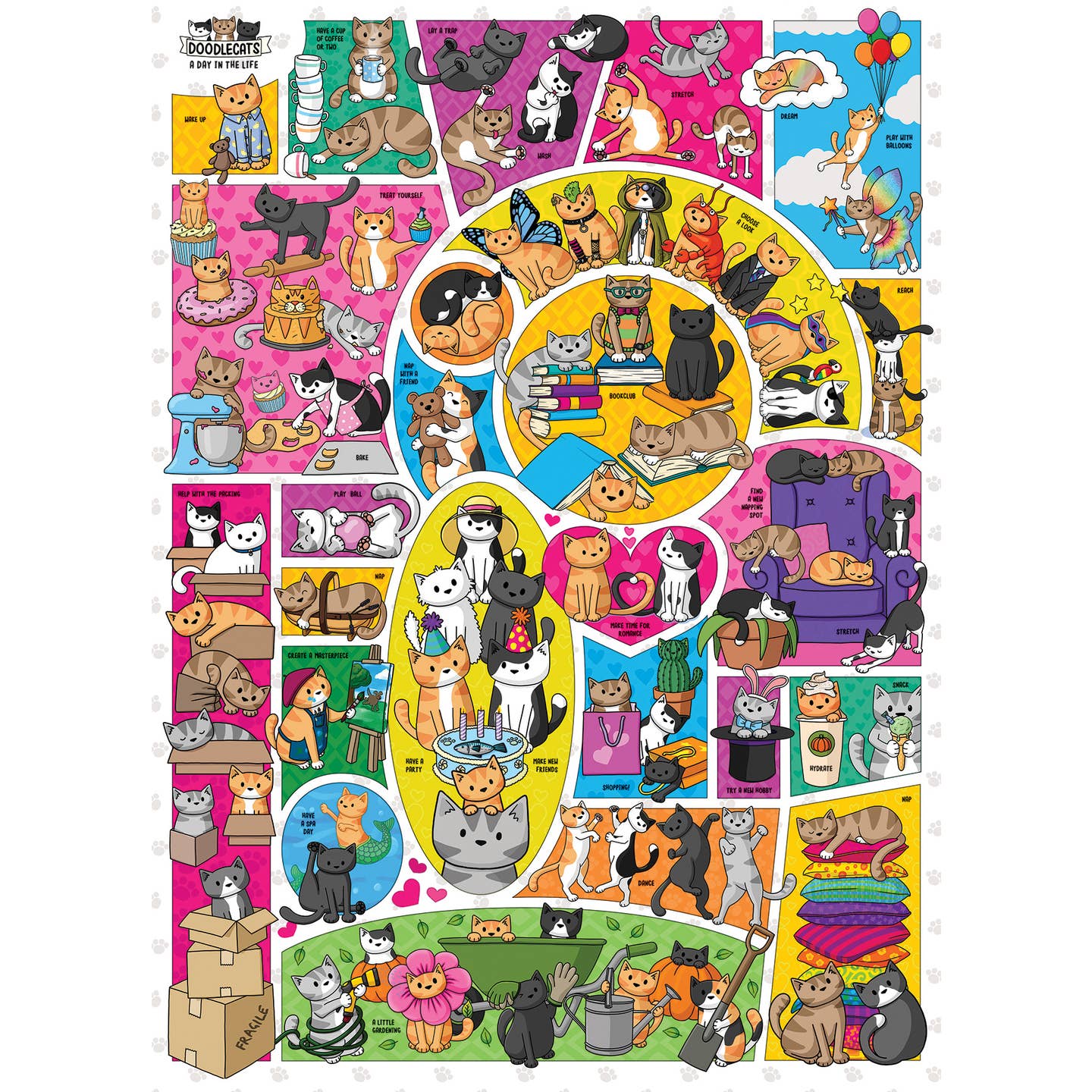 Doodlecats 1000 Piece Jigsaw Puzzle for Adults - Colorful Cat Art Puzzle - Perfect for Family Game Night & Relaxation Activities