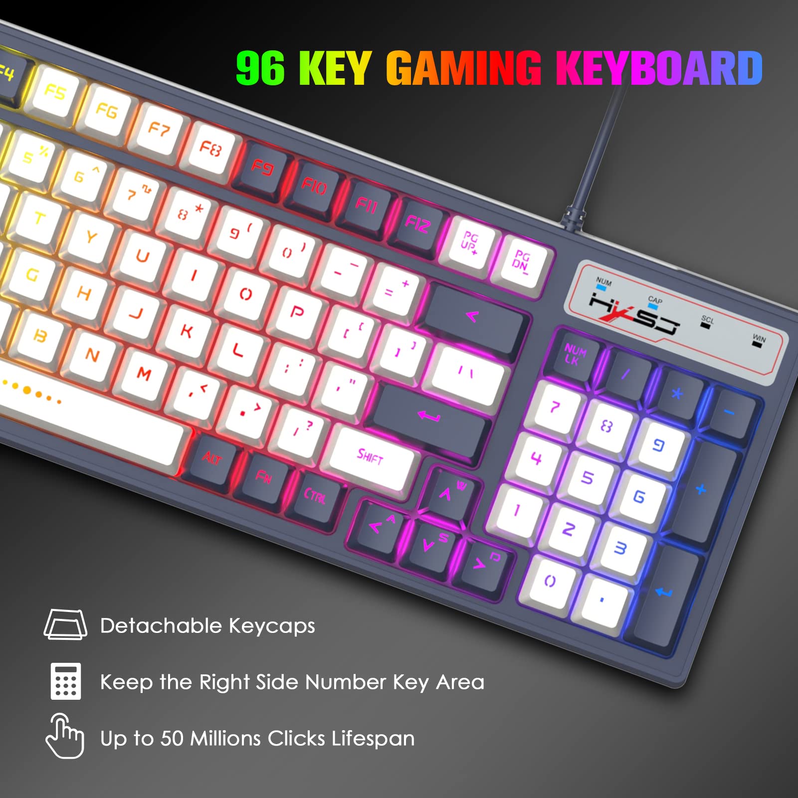 96-Key Wired Gaming Keyboard and Mouse Set with Anti-Ghosting, LED Backlit, 7-Button Optical Gaming Mouse (3600 DPI) - Perfect for PC Gaming, Esports & Office Work
