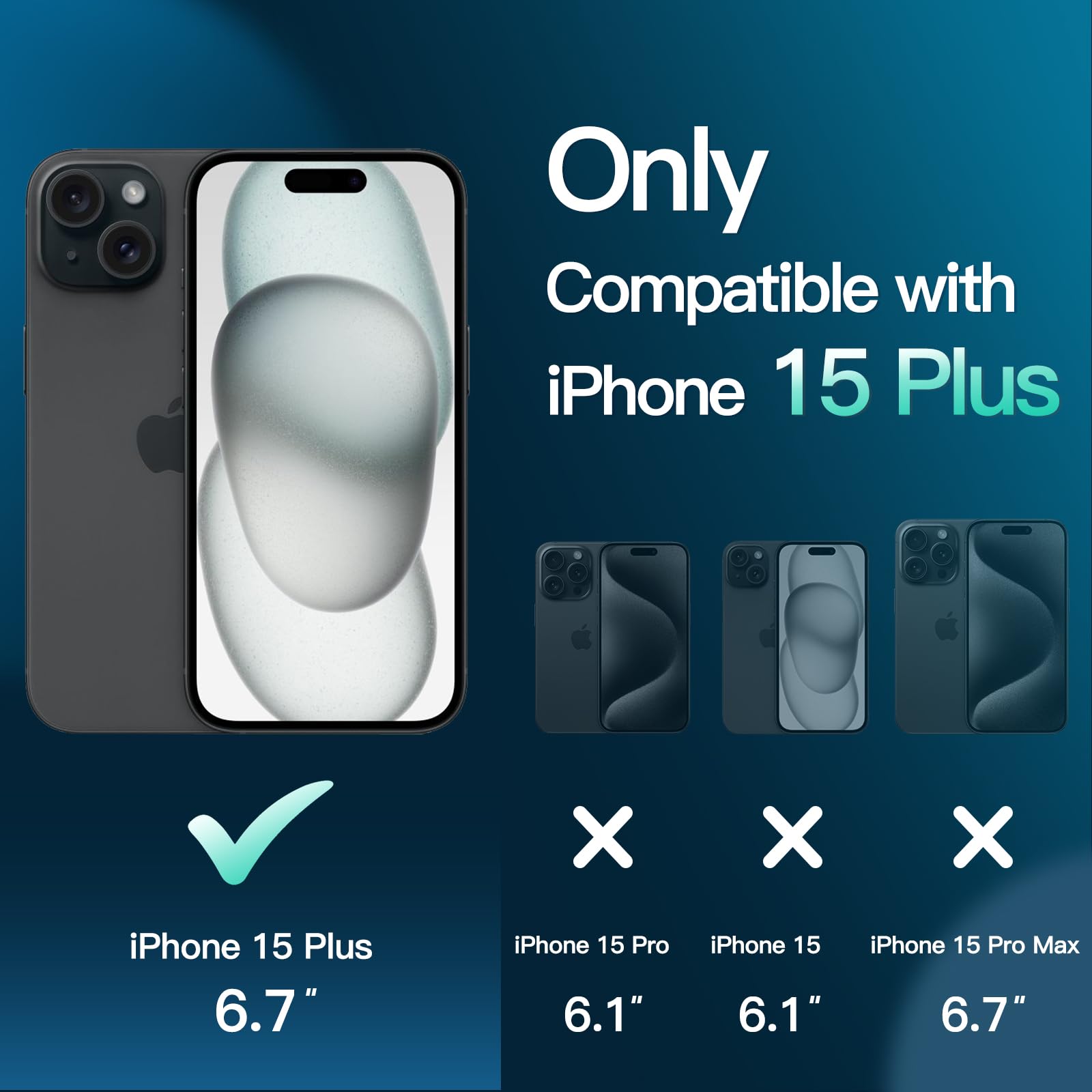 JETech 5 in 1 Matte Case for iPhone 15 Plus 6.7-Inch | 2-Pack Tempered Glass Screen Protector & Camera Lens Protector | Shockproof Translucent Back Cover (Dark Green) | Perfect for Daily Use, Travel & Outdoor Protection