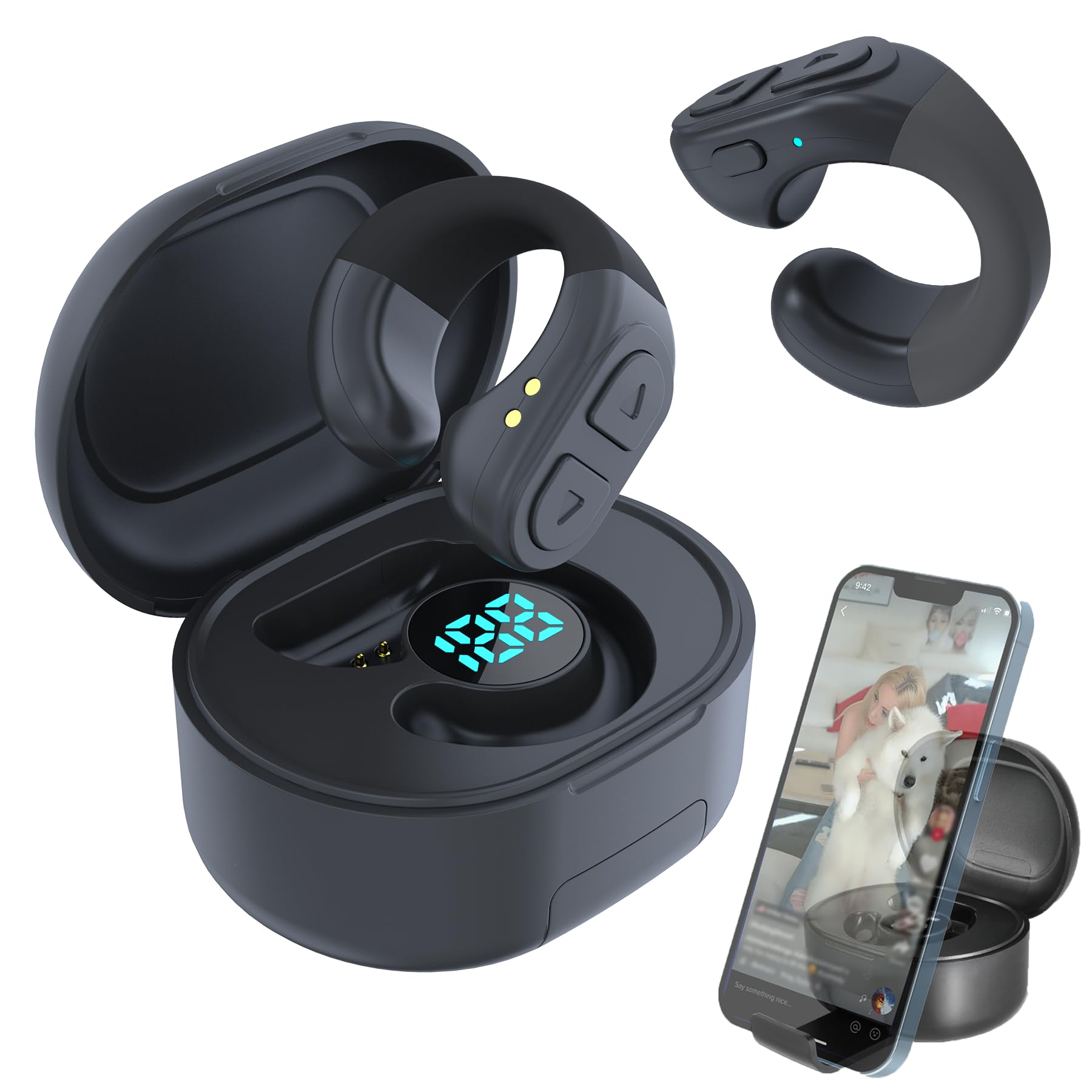 TikTok Viral Bluetooth Smart Scrolling Ring - Wireless Page Turner for Kindle/Books, Camera Shutter Remote & Selfie Button - Compatible with iPhone, iPad, Android - Perfect for Reading, Photography & Video Calls (Black)