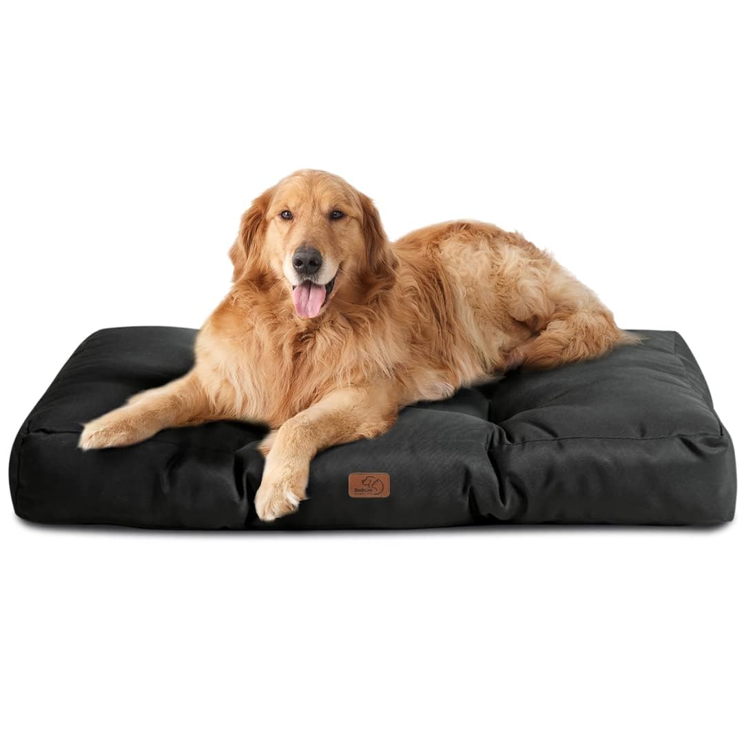Bedsure Waterproof Dog Bed Extra Large - Washable XXL Dog Mattress for Large Dogs with Durable Oxford Fabric, Water Resistant Flat Pet Pillow for Dog Crate & Kennel, Black XL Dog Bed (111x89x10cm) - Perfect for Indoor, Outdoor & Travel Use