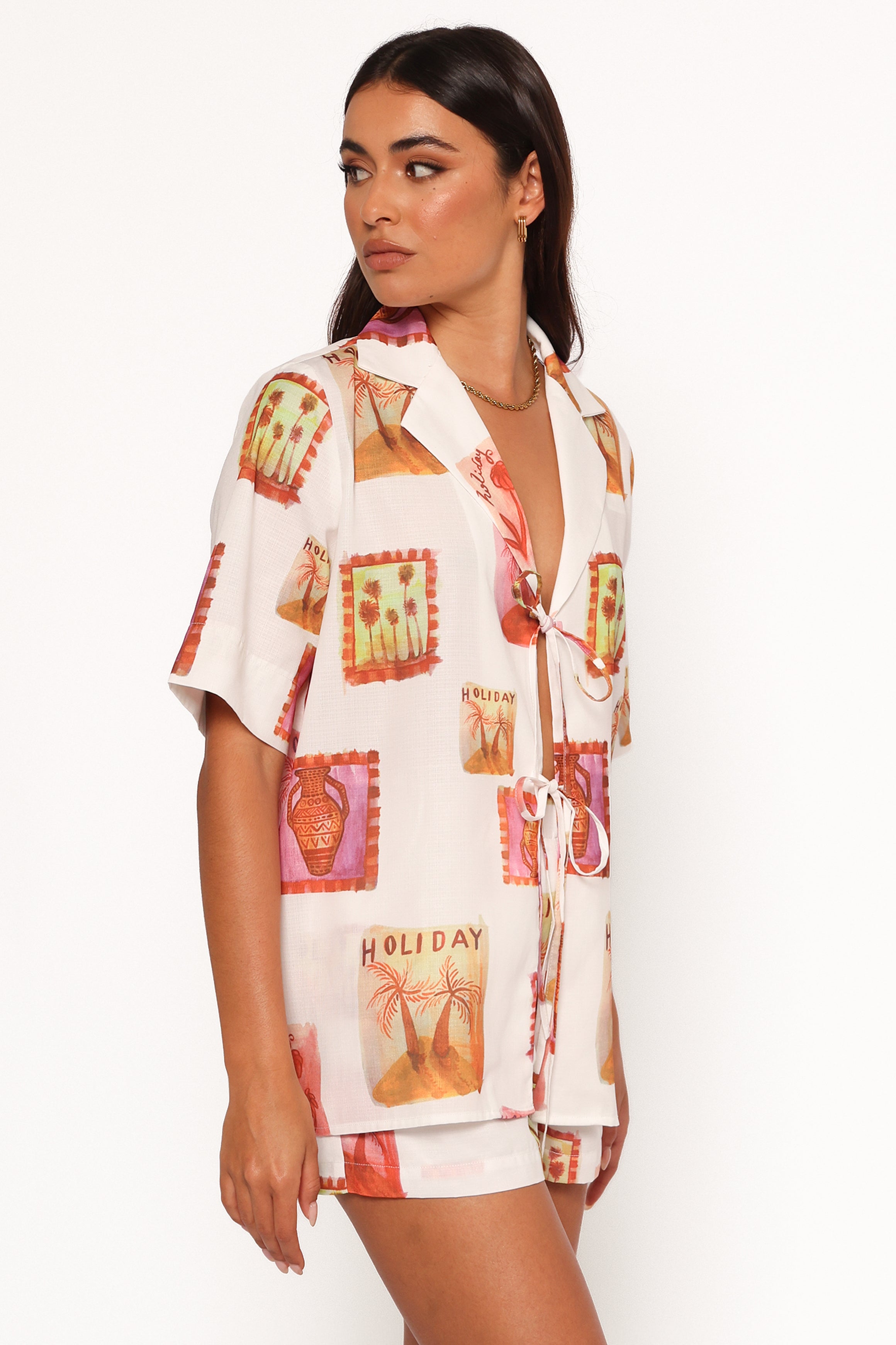 Aaliyah Tie Front Top - Women's Stylish White & Multi-Color Blouse for Casual & Party Wear | Perfect for Dates, Office & Night Out