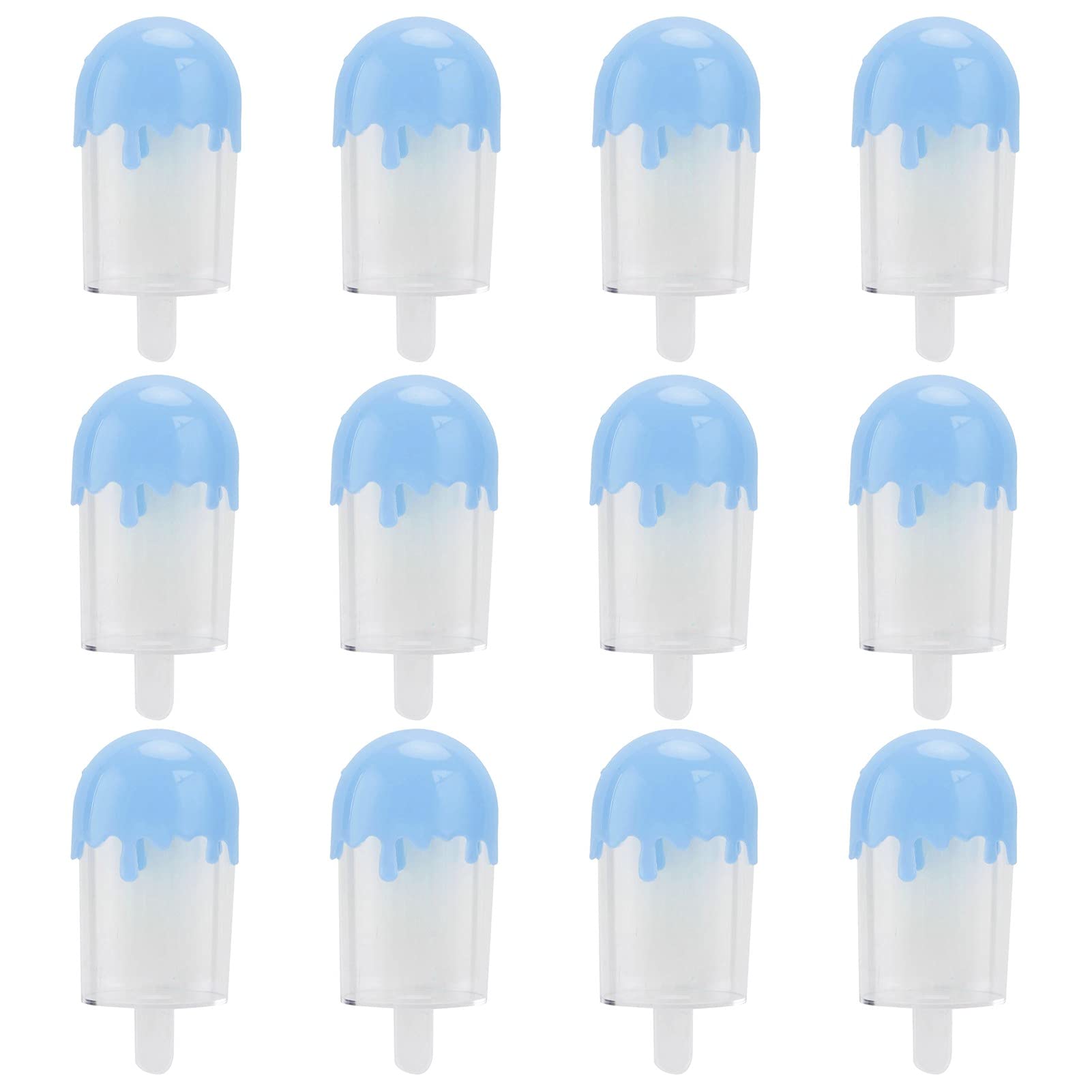 12Pcs Reusable Plastic Candy Storage Containers - Ice Cream Shaped Candy Jars for Treats, Party Favors & Wedding Supplies (4.3x2.0in, Blue) | Perfect for Birthday Parties, Baby Showers & Holiday Gift Packaging