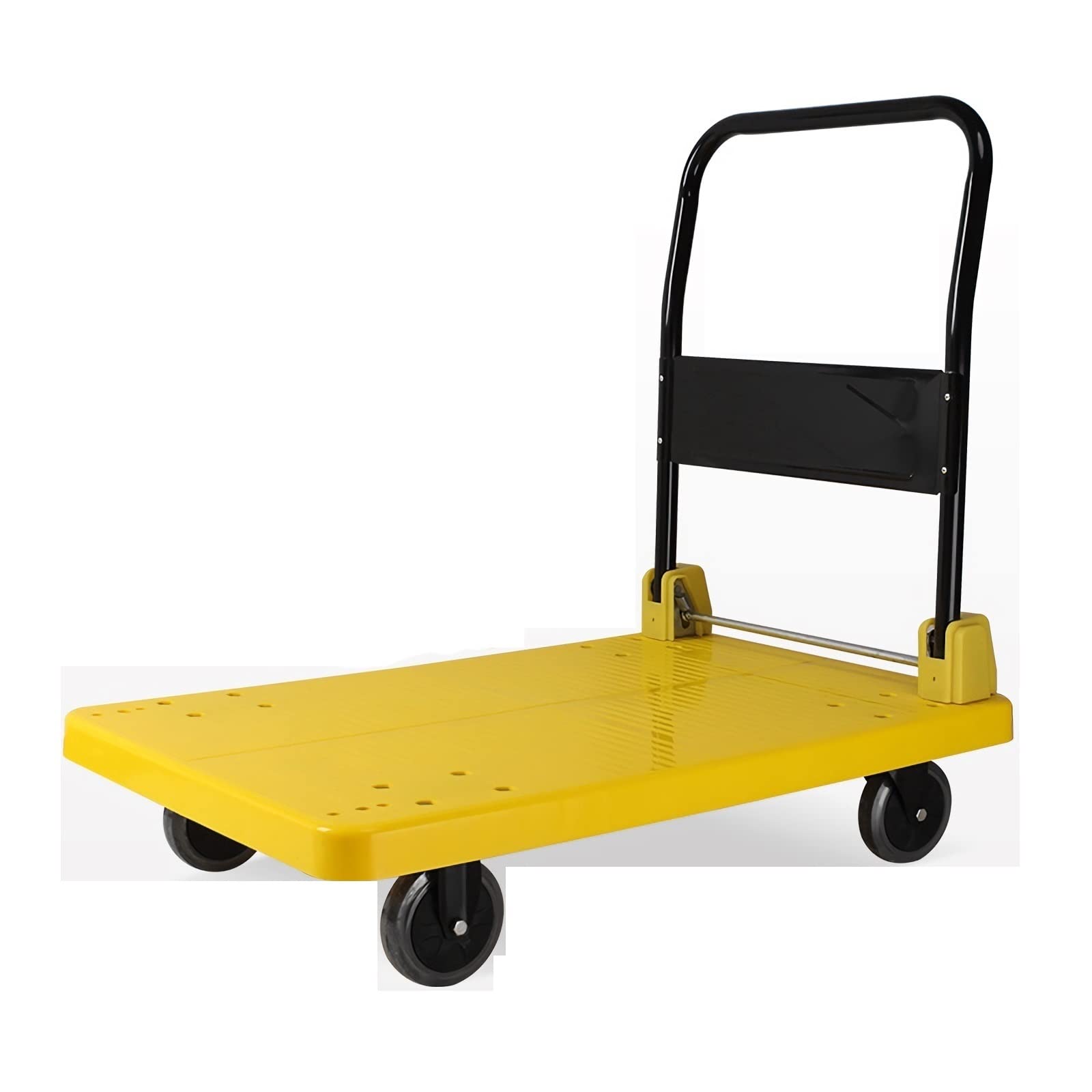 **Foldable Platform Truck Push Dolly - Heavy Duty Plastic Deck & Metal Handle Hand Cart with Wheels for Luggage, Parcel, Tools & Moving - Compact & Portable (Small-Normal Size) - Ideal for Warehouses, Home Moving & DIY Projects**