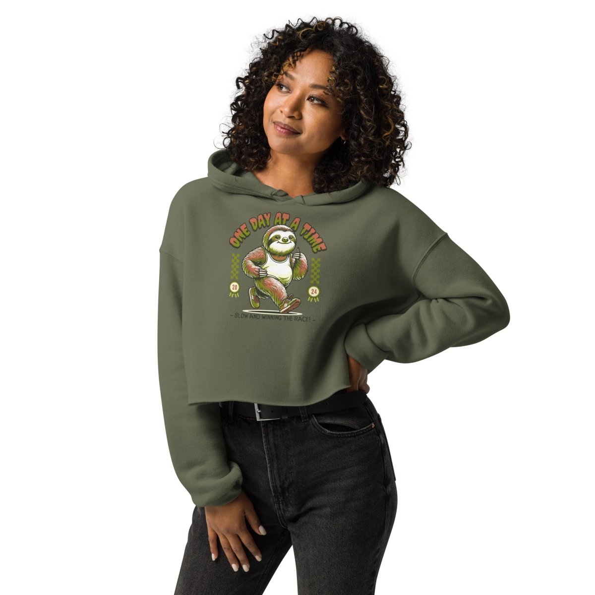 Slow and Winning Women's Crop Hoodie - Stylish & Comfortable Pullover for Casual Wear, Gym, or Outdoor Activities