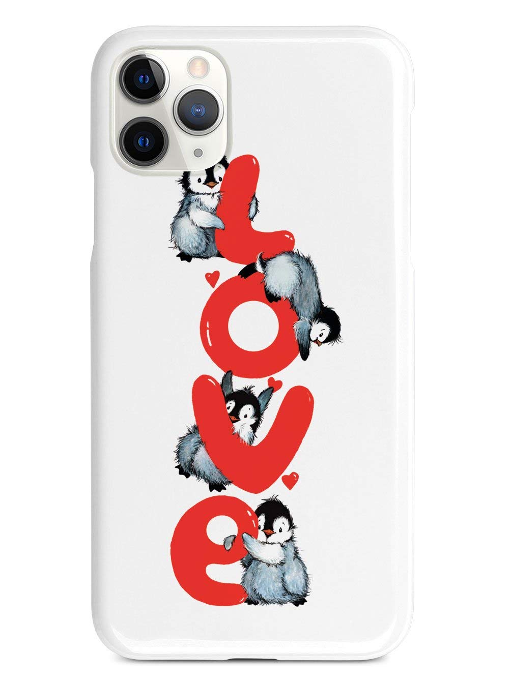 Inspired Cases - Shockproof & Anti-Scratch iPhone 11 Pro Case with 3D Textured Design | Cute Penguin Love Pattern in White | Perfect for Daily Use, Travel & Outdoor Activities