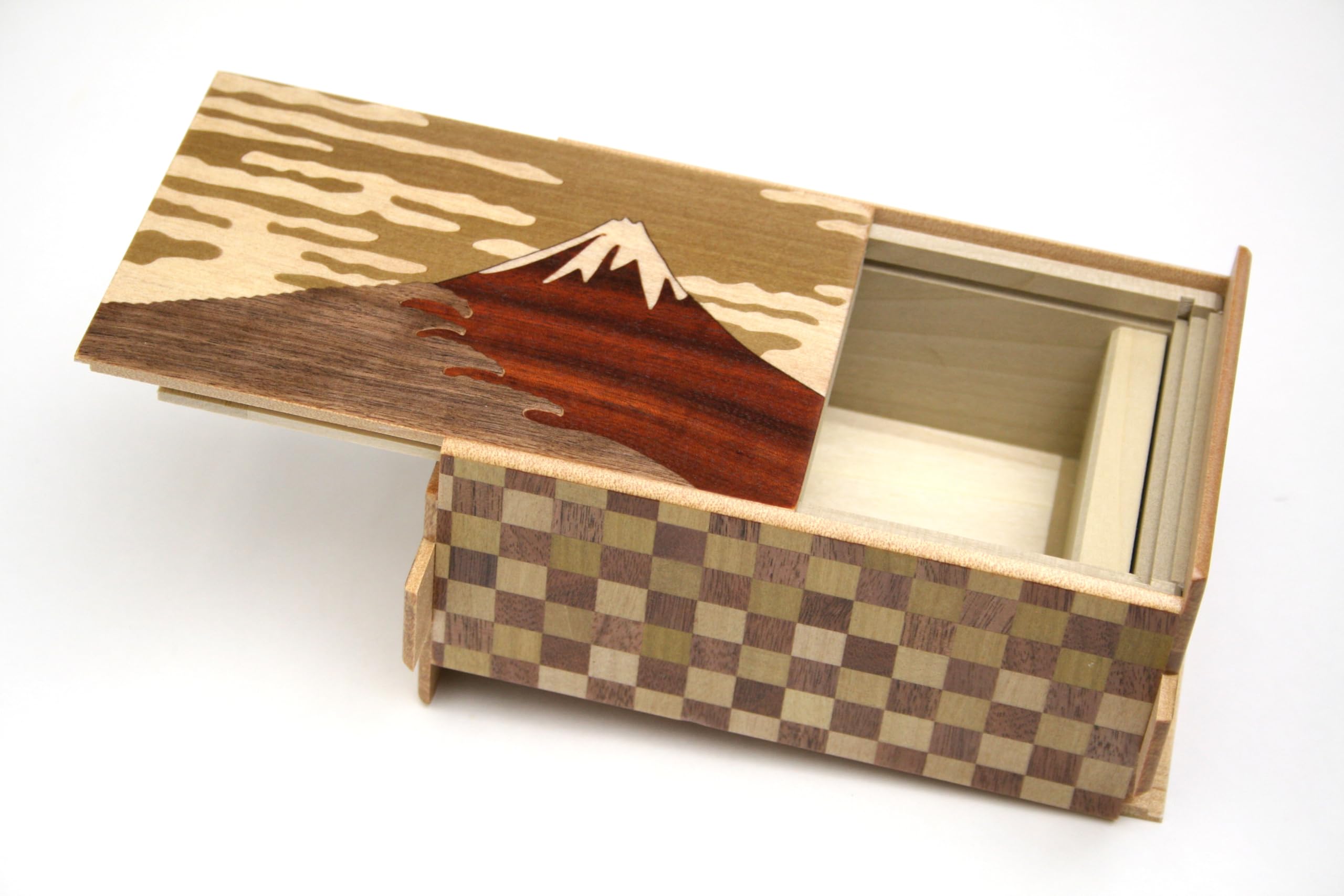 Premium Japanese Puzzle Box 5 Sun 21 Steps - FUJIYAMA II Wooden Brain Teaser for Adults | Traditional Gift, Home Decor & Stress Relief Activity | Perfect for Meditation, Office Desk & Collectors