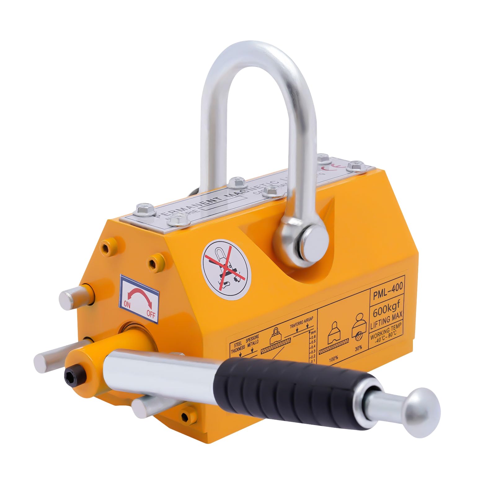 Heavy Duty Magnetic Lifter - 1320 lbs Lifting Capacity, Permanent Lift Magnet with Quick Release for Steel Handling | Ideal for Hoists, Dock Work, Shop Cranes, Construction Blocks & Wooden Boards | Industrial Strength Magnet for Metal Workshop & Warehouse Use