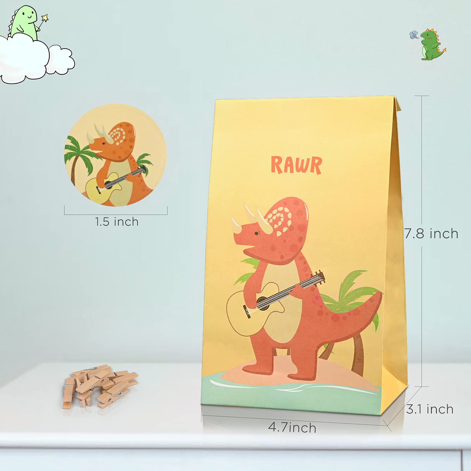Dinosaur Party Favor Bags for Kids - Dino Themed Goodie Candy Treat Bags | Birthday Party, Baby Shower Supplies | Perfect for Jurassic Theme Celebrations & Classroom Rewards