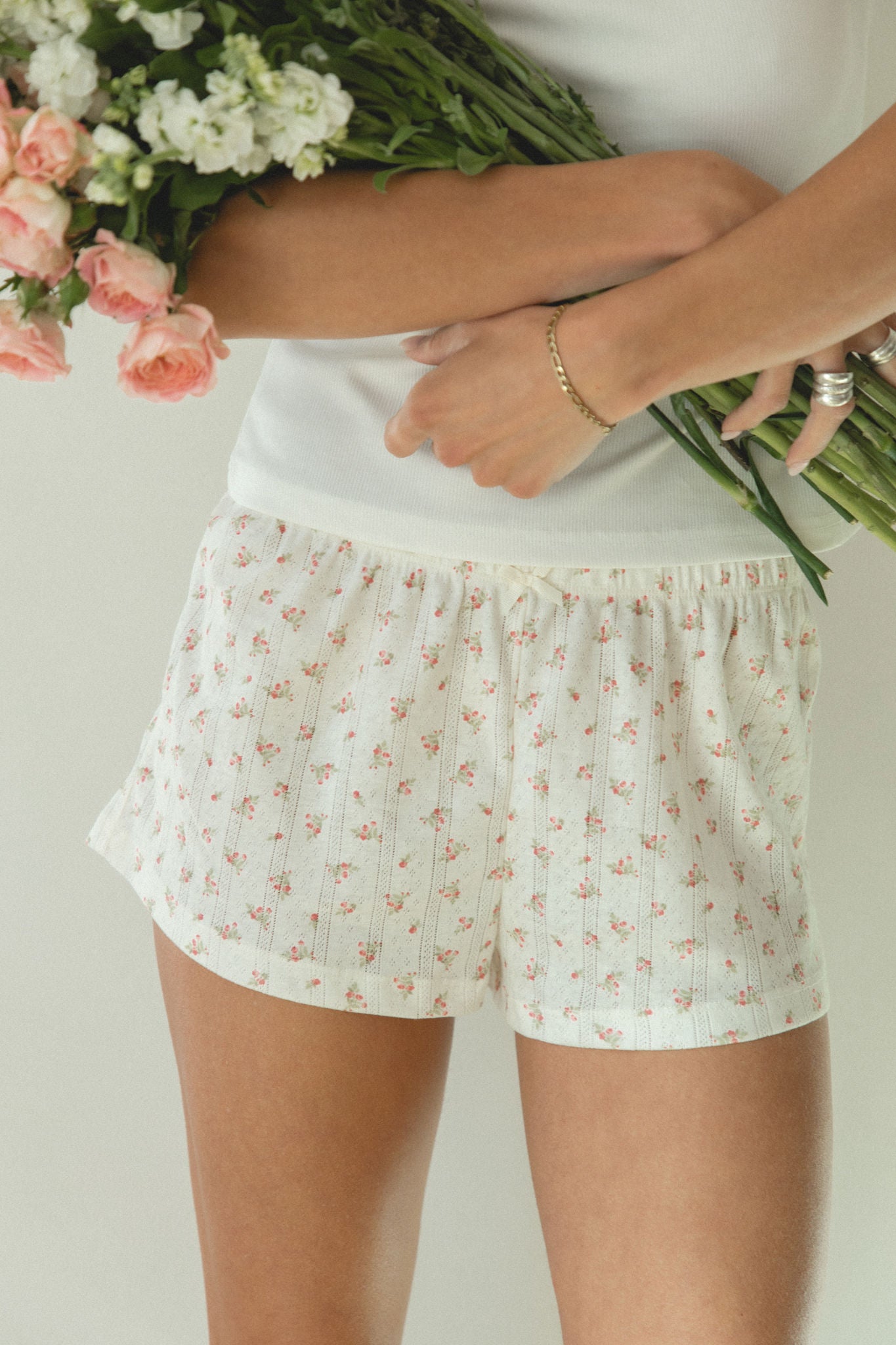 Stylish Rose Knit Floral Shorts for Women - Comfortable Summer Casual Wear - Perfect for Beach, Vacation, and Everyday Outfits