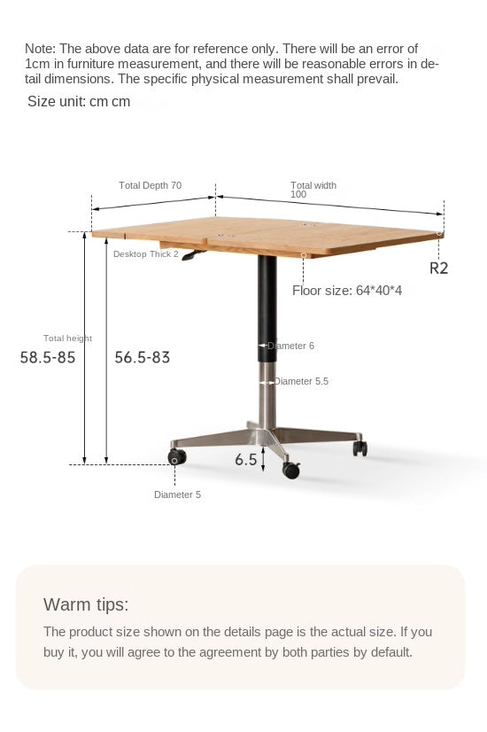 Solid Oak Wood Lift-Top Modern Coffee Table - Adjustable Height for Living Room, Home Office, and Small Spaces