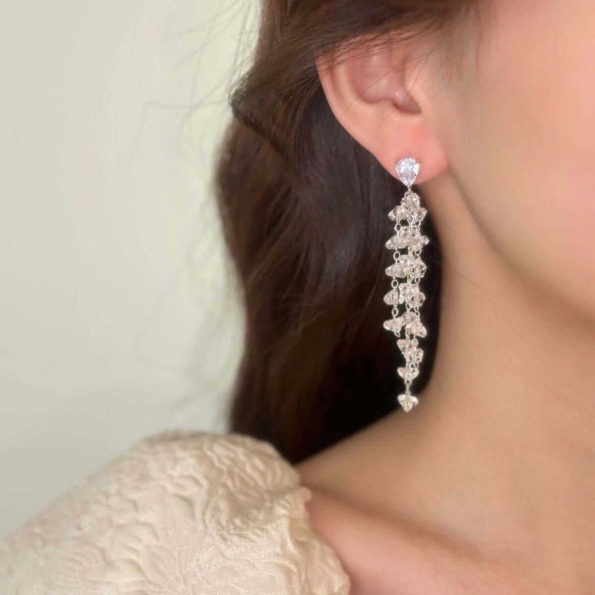 Sparkling Clear Crystal Trillion Cut Drop Earrings for Women | Elegant Party Jewelry | Perfect for Weddings, Prom, Evening Events & Special Occasions