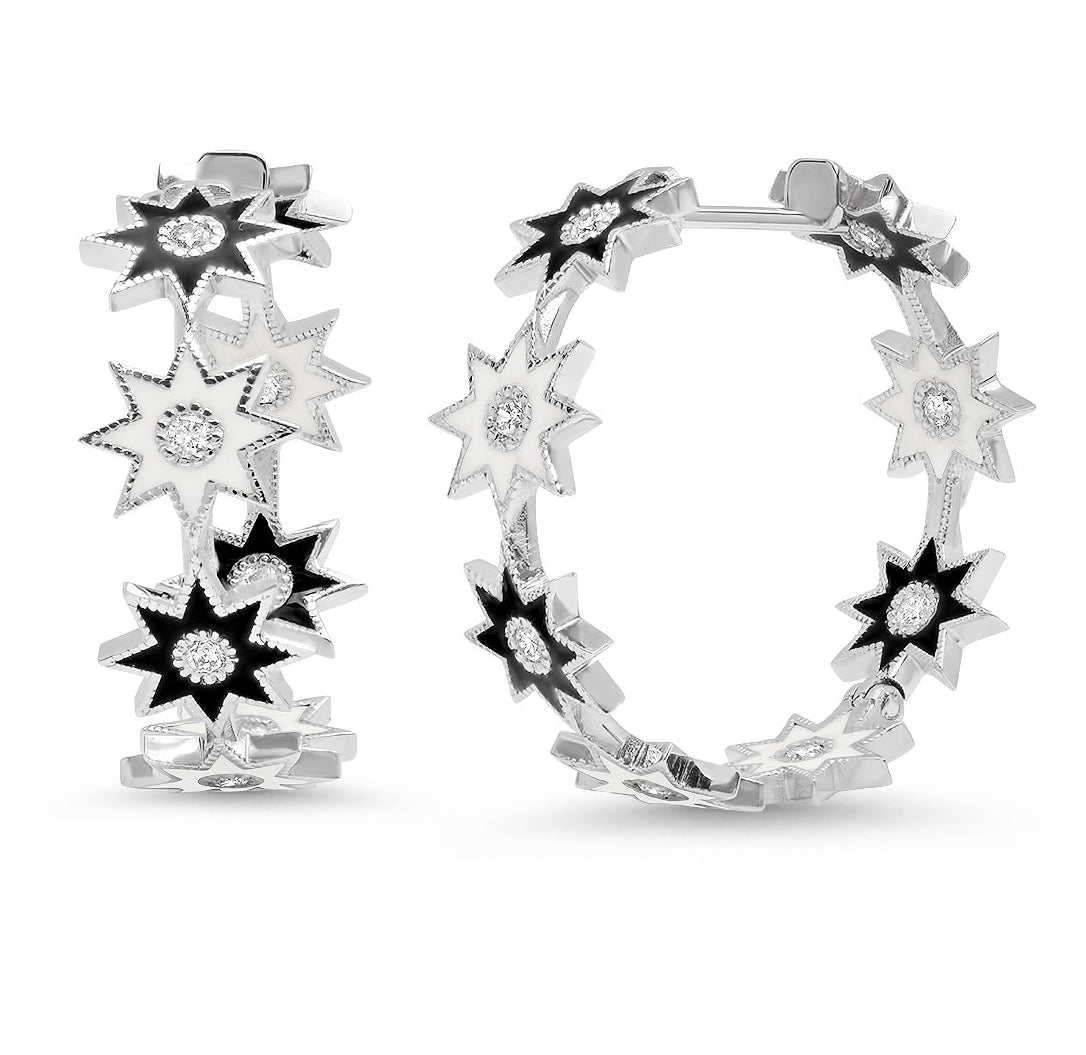 Twinkle Enamel Star Hoop Earrings - Dainty Gold-Plated Star Stud Earrings for Women - Perfect for Everyday Wear, Parties & Gifts