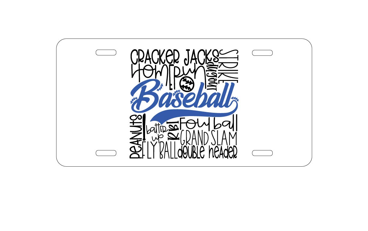 Custom Aluminum Vanity License Plate for Cars - Personalized Baseball Themed Word Art in Black & Blue - Perfect for Front Car Decoration, Sports Fans Gift & Vehicle Accessories