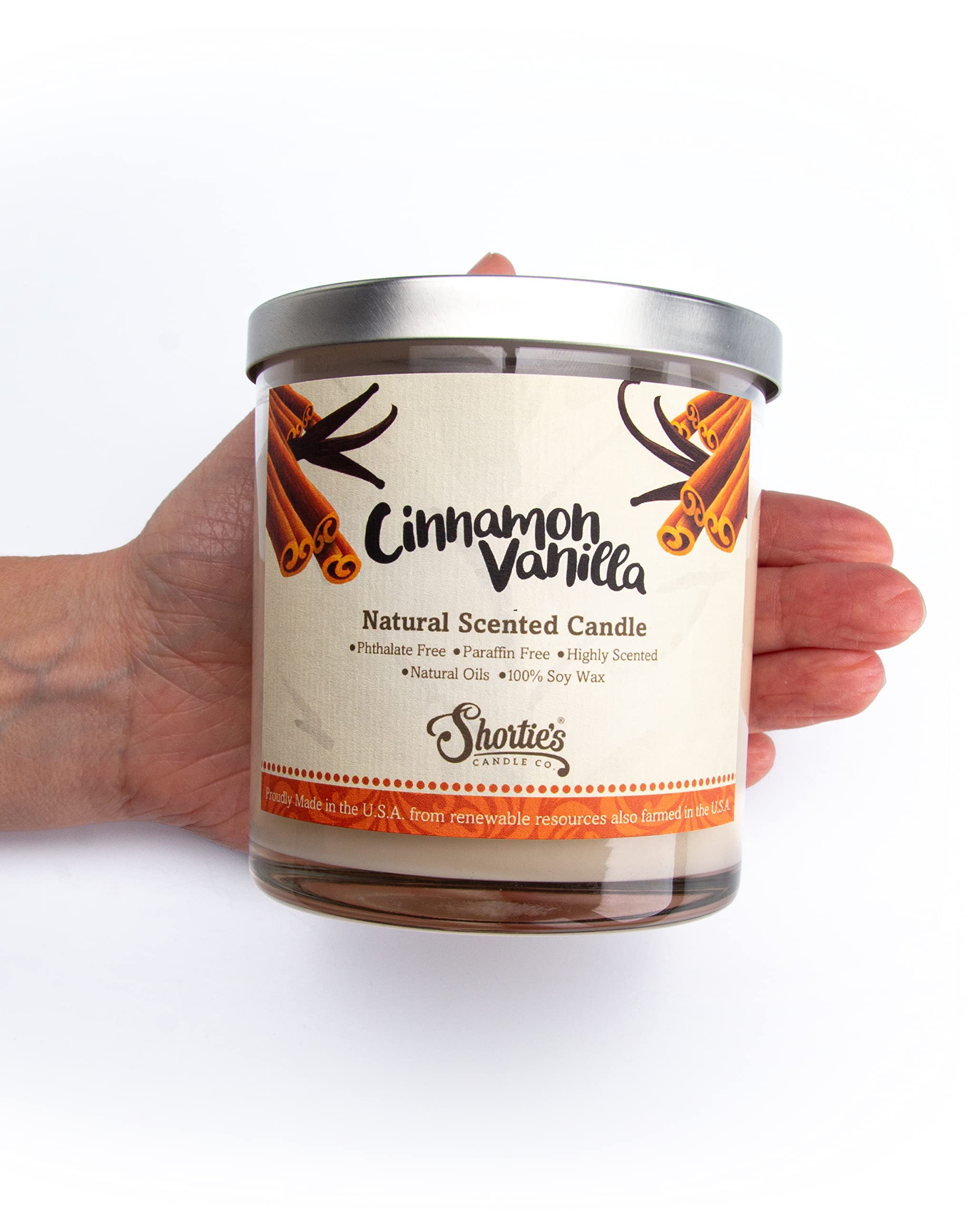 Cinnamon Vanilla Scented Natural Soy Candle - 100% Soy Wax, Phthalate & Paraben Free, Essential Fragrance Oils, Clean Burning 9oz - Perfect for Relaxation, Aromatherapy & Home Decor