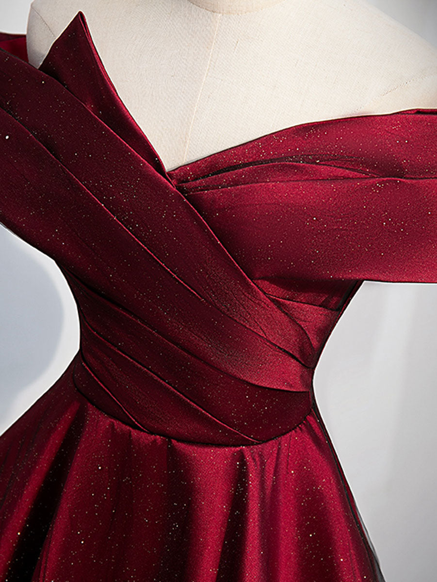 Elegant Burgundy Satin Long Prom Dress for Women - Formal Evening Gown for Homecoming, Wedding, and Special Occasions