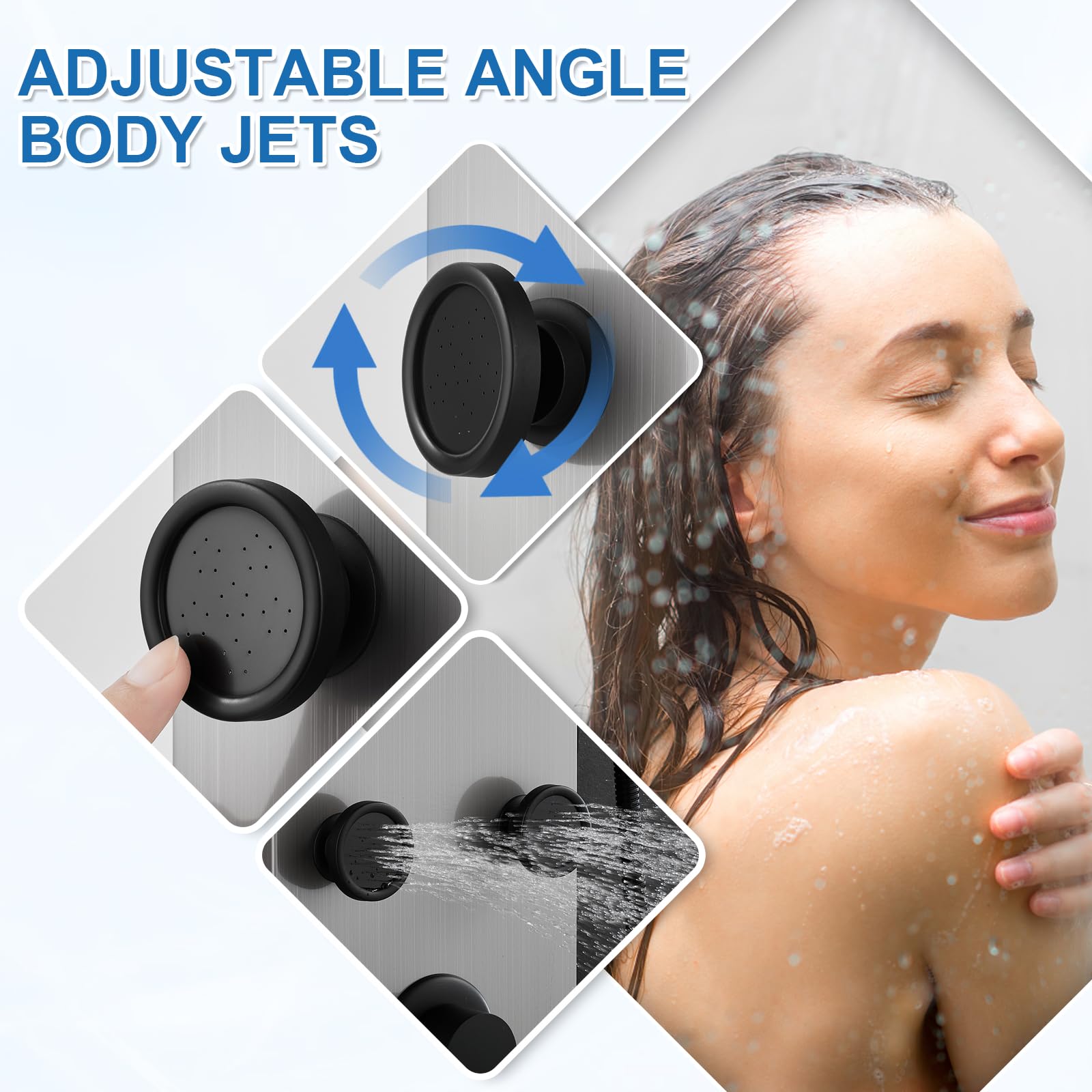 Premium Stainless Steel Shower Panel Tower System with Rainfall & Waterfall Shower Head - 6 Adjustable Body Jets, Hand Shower & Tub Spout - Brushed Nickel Finish for Luxurious Bathroom Upgrade | Perfect for Master Bath, Spa-Like Experience & Modern Home Renovation