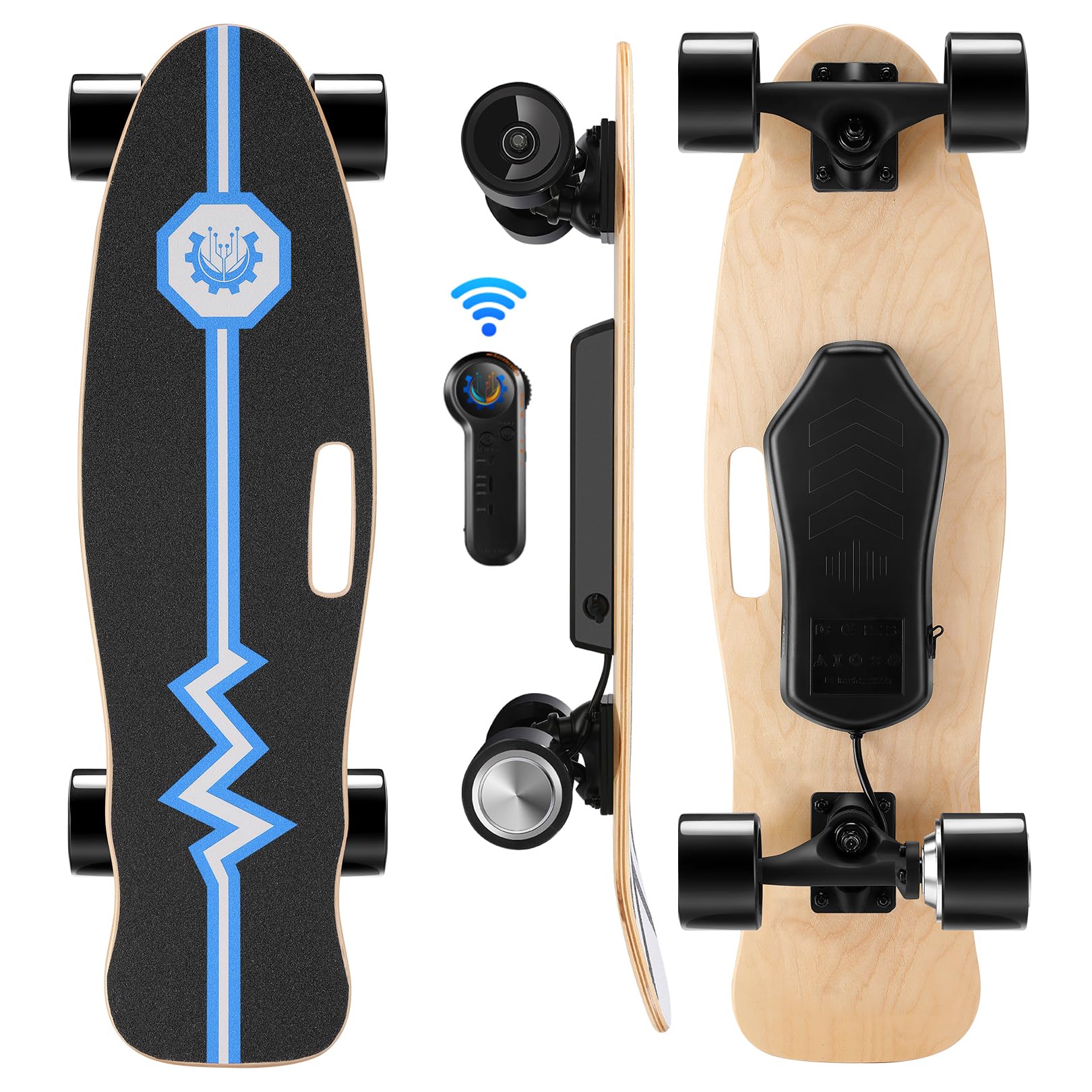 Caroma Electric Skateboard with Remote Control - 12.4 MPH Top Speed & 8 Mile Range - 3 Speed Modes for Beginners - Electric Longboard for Adults & Teens - Perfect for Commuting, Campus Travel & Outdoor Adventures