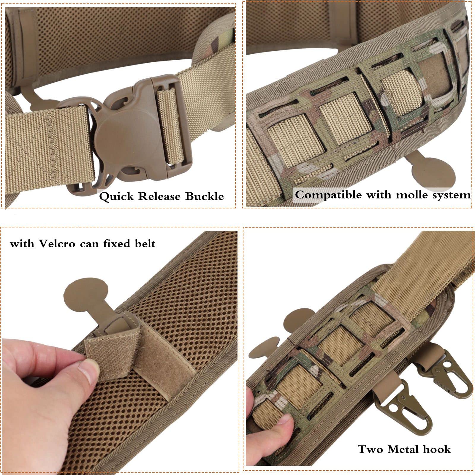 Tactical MOLLE Belt with Adjustable Suspenders - Multi-Functional Hunting & Patrol Waist Belt - Perfect for Outdoor Adventures, Military Training & Survival Gear
