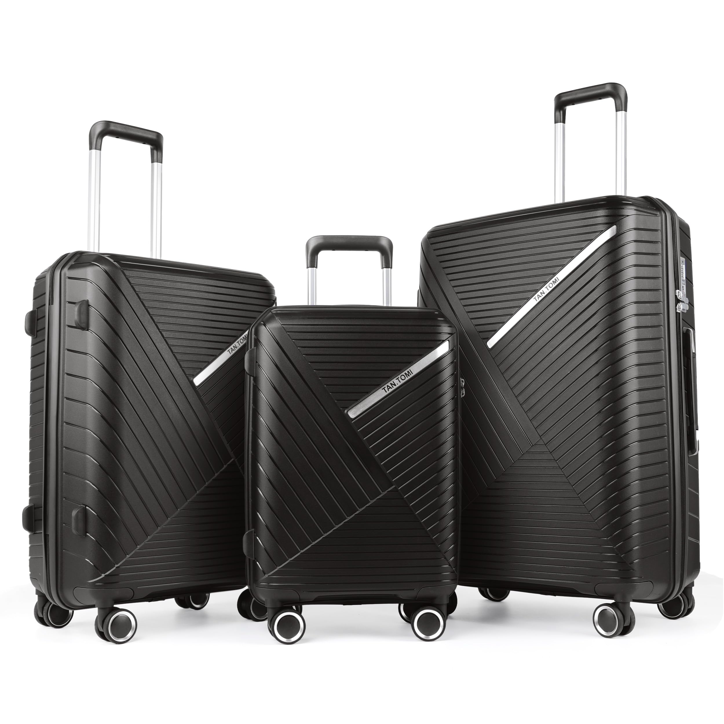 TAN.TOMI 3-Piece Hard Shell Luggage Set with TSA Lock, Spinner Suitcases with 4 Wheels - Perfect for Business Travel, Family Vacations & International Trips