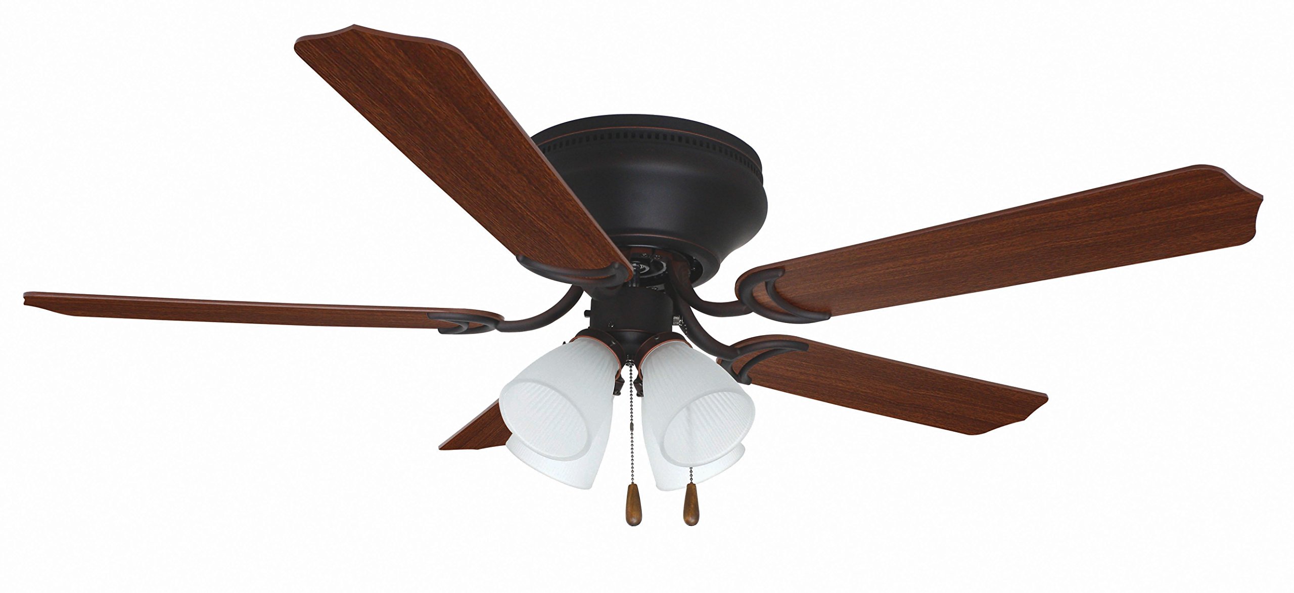 Litex SCH52ORB5L Schuster Collection 52-Inch Ceiling Fan with 5 Reversible Cherry/Mahogany Blades & 4 LED Lights - Frosted Glass, Oil Rubbed Bronze Finish - Perfect for Living Room, Bedroom, and Outdoor Patio Cooling