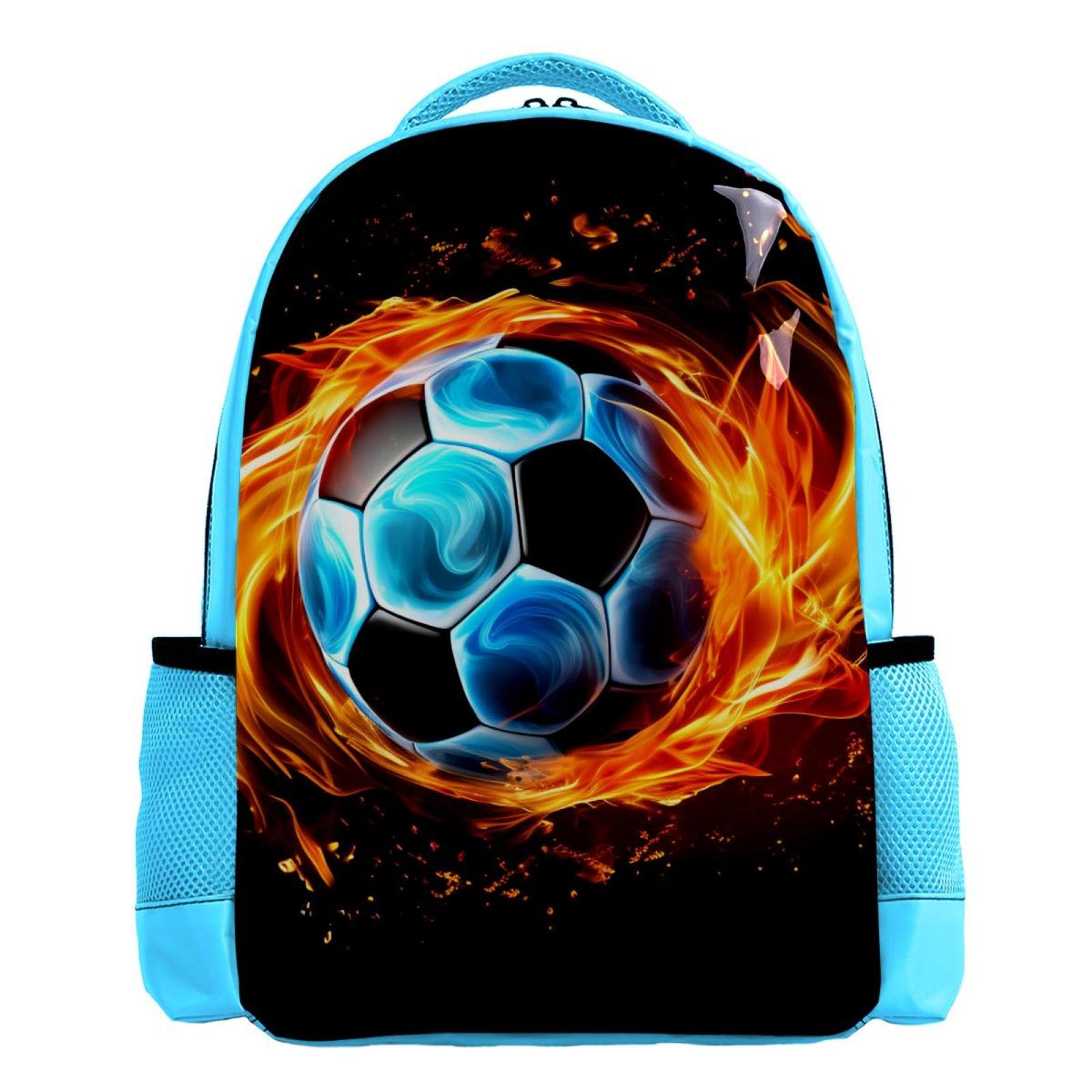 Stylish Travel Backpack for Women & Men - Durable Flaming Football Design Backpack for Hiking, School, Work & Outdoor Adventures